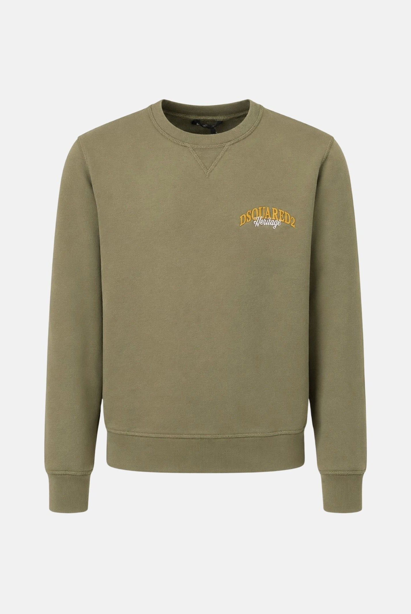 DSQUARED2 Felpa girocollo tarmac verde per donna, ragazzi e bambini con stampa logo sul petto. DQ3422D0AIM DQ558 DSQUARED2