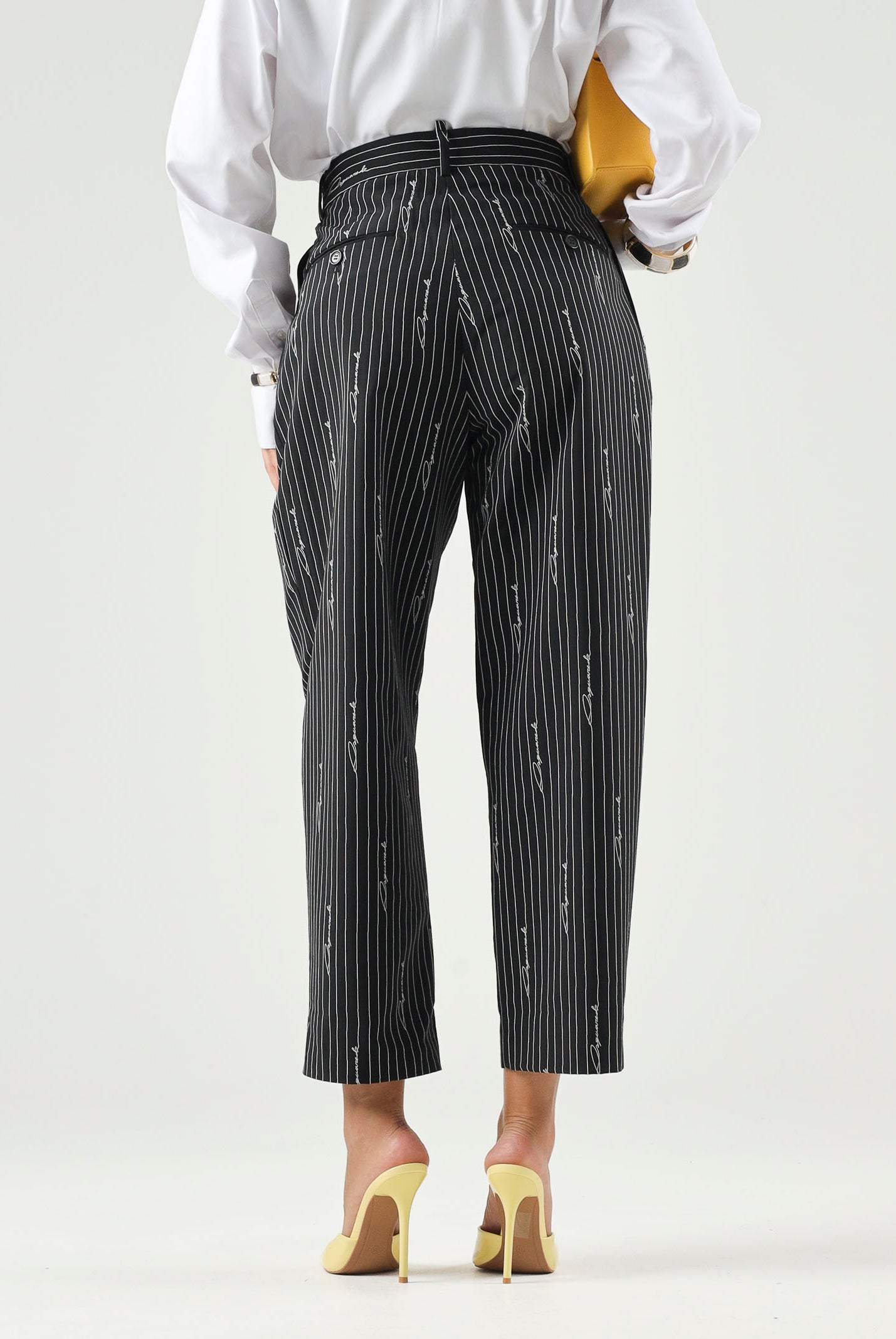 DSQUARED2 Pantaloni sartoriali PINSTRIPE nero da donna, ragazzi e bambini con motivo gessato DQ3427D0AIF DQ900 DSQUARED2