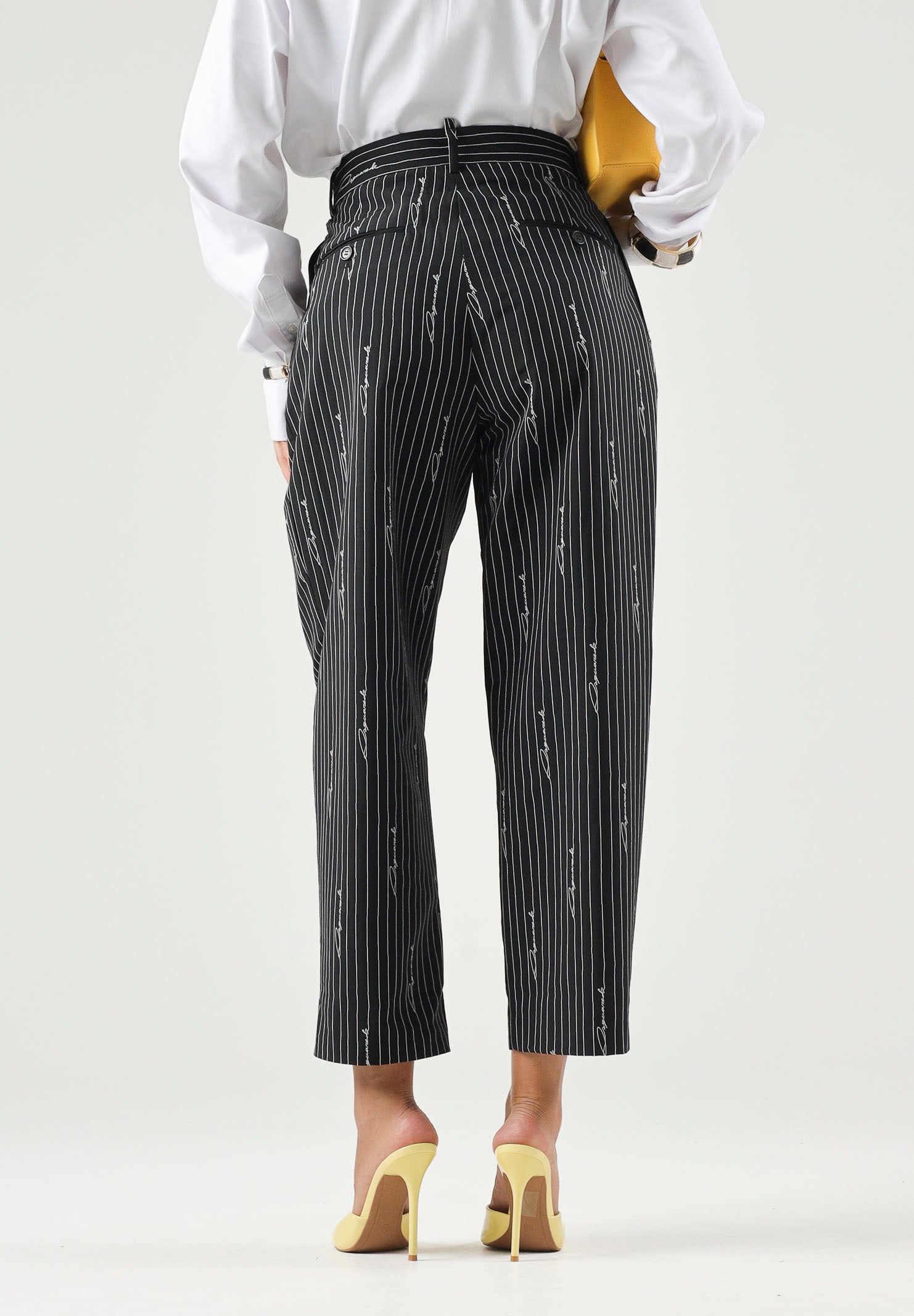 DSQUARED2 Pantaloni sartoriali PINSTRIPE nero da donna, ragazzi e bambini con motivo gessato DQ3427D0AIF DQ900 DSQUARED2