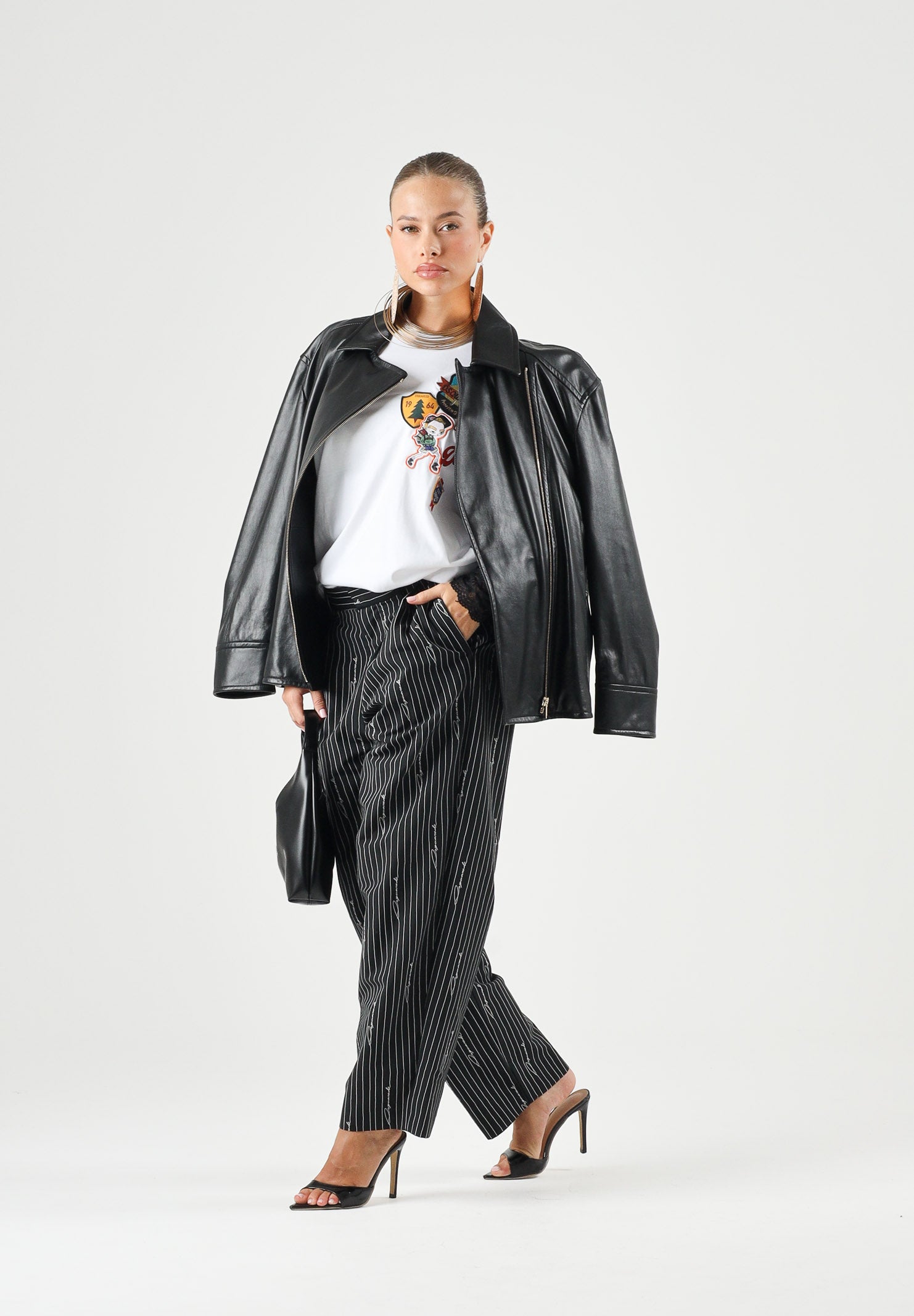 DSQUARED2 Pantaloni sartoriali PINSTRIPE nero da donna, ragazzi e bambini con motivo gessato DQ3427D0AIF DQ900 DSQUARED2