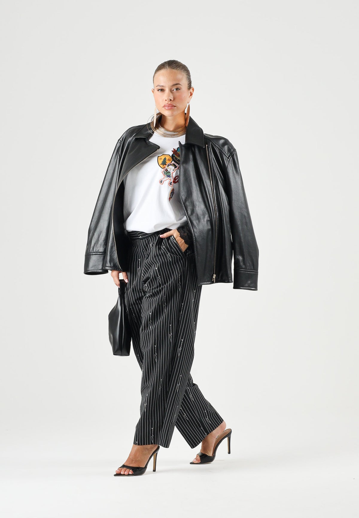 DSQUARED2 Pantaloni sartoriali PINSTRIPE neri per donna, ragazzi e bambini con motivo gessato DQ3427D0AIF DQ900 DSQUARED2