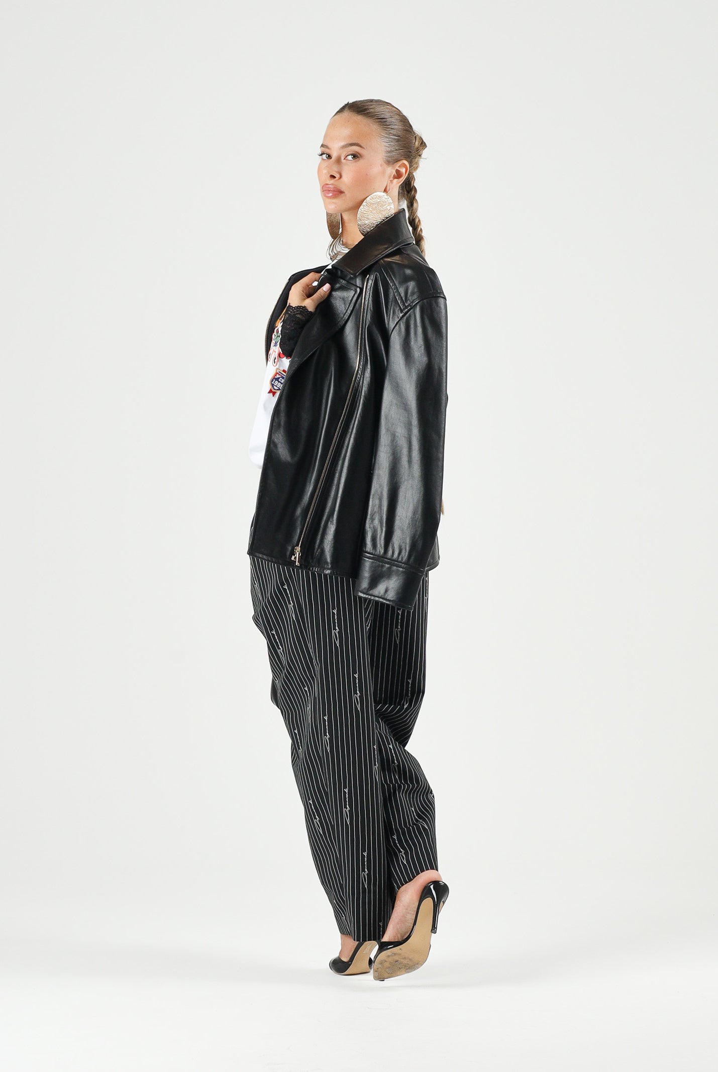 DSQUARED2 Pantaloni sartoriali PINSTRIPE nero da donna, ragazzi e bambini con motivo gessato DQ3427D0AIF DQ900 DSQUARED2