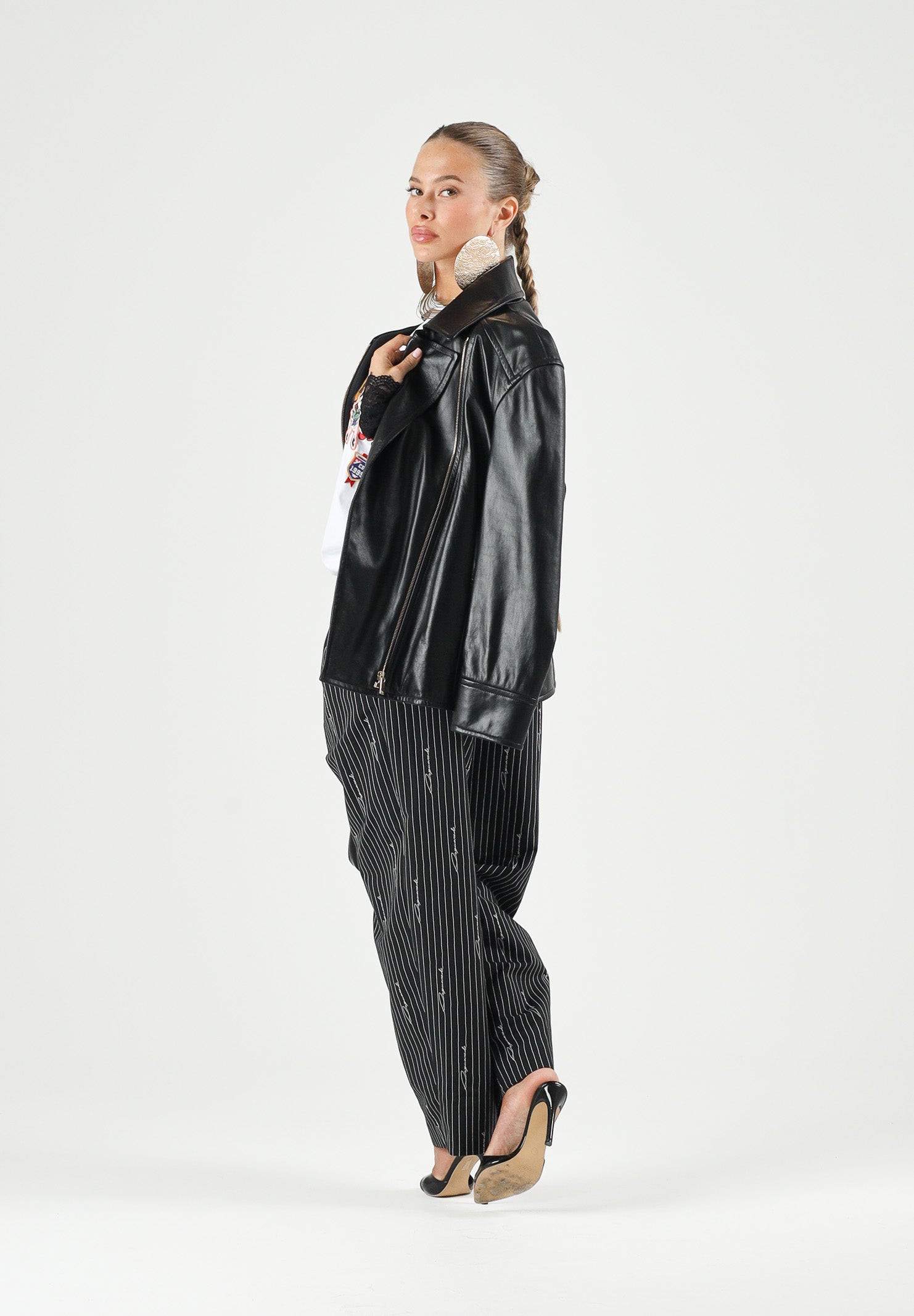 DSQUARED2 Pantaloni sartoriali PINSTRIPE nero da donna, ragazzi e bambini con motivo gessato DQ3427D0AIF DQ900 DSQUARED2