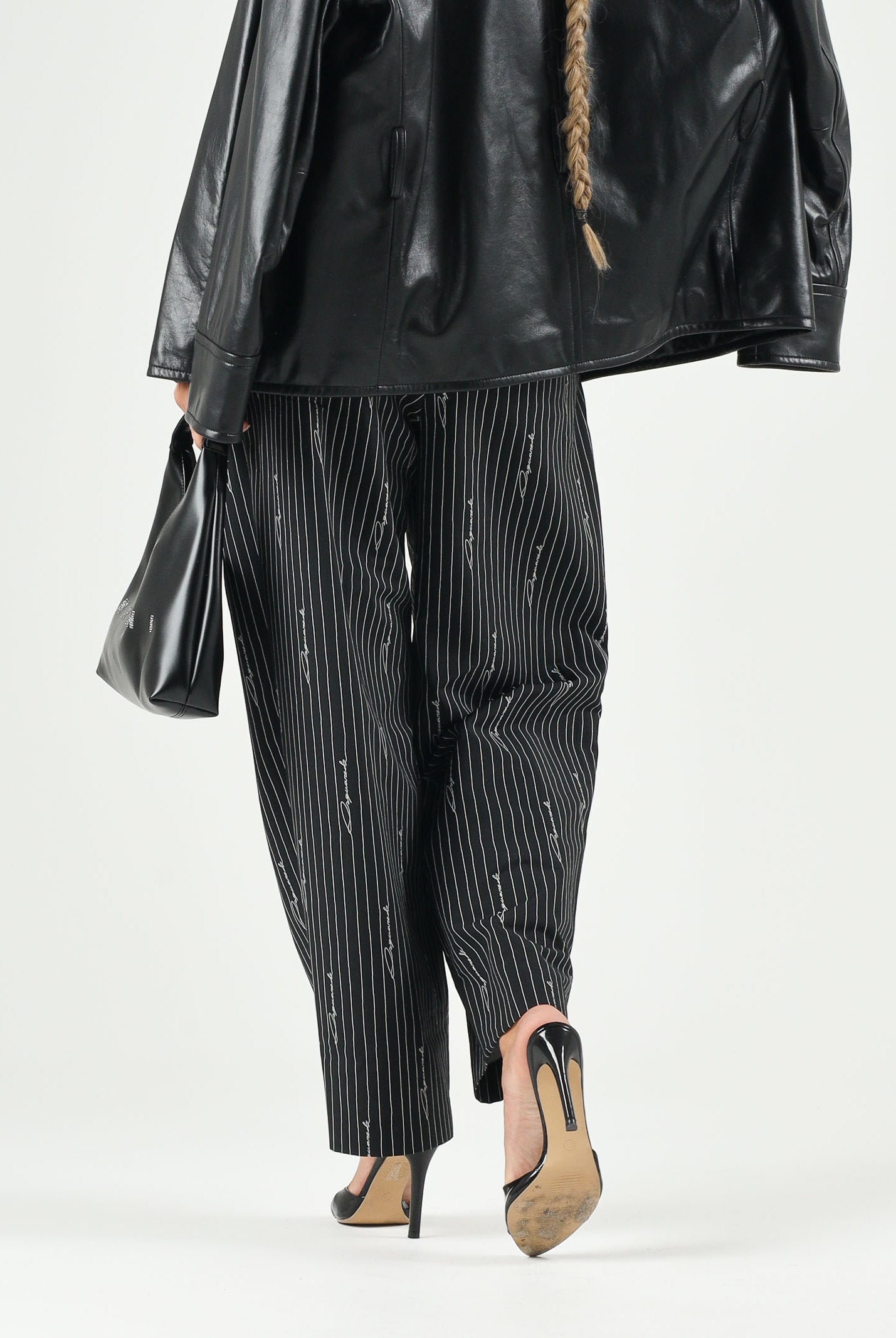 DSQUARED2 Pantaloni sartoriali PINSTRIPE nero da donna, ragazzi e bambini con motivo gessato DQ3427D0AIF DQ900 DSQUARED2