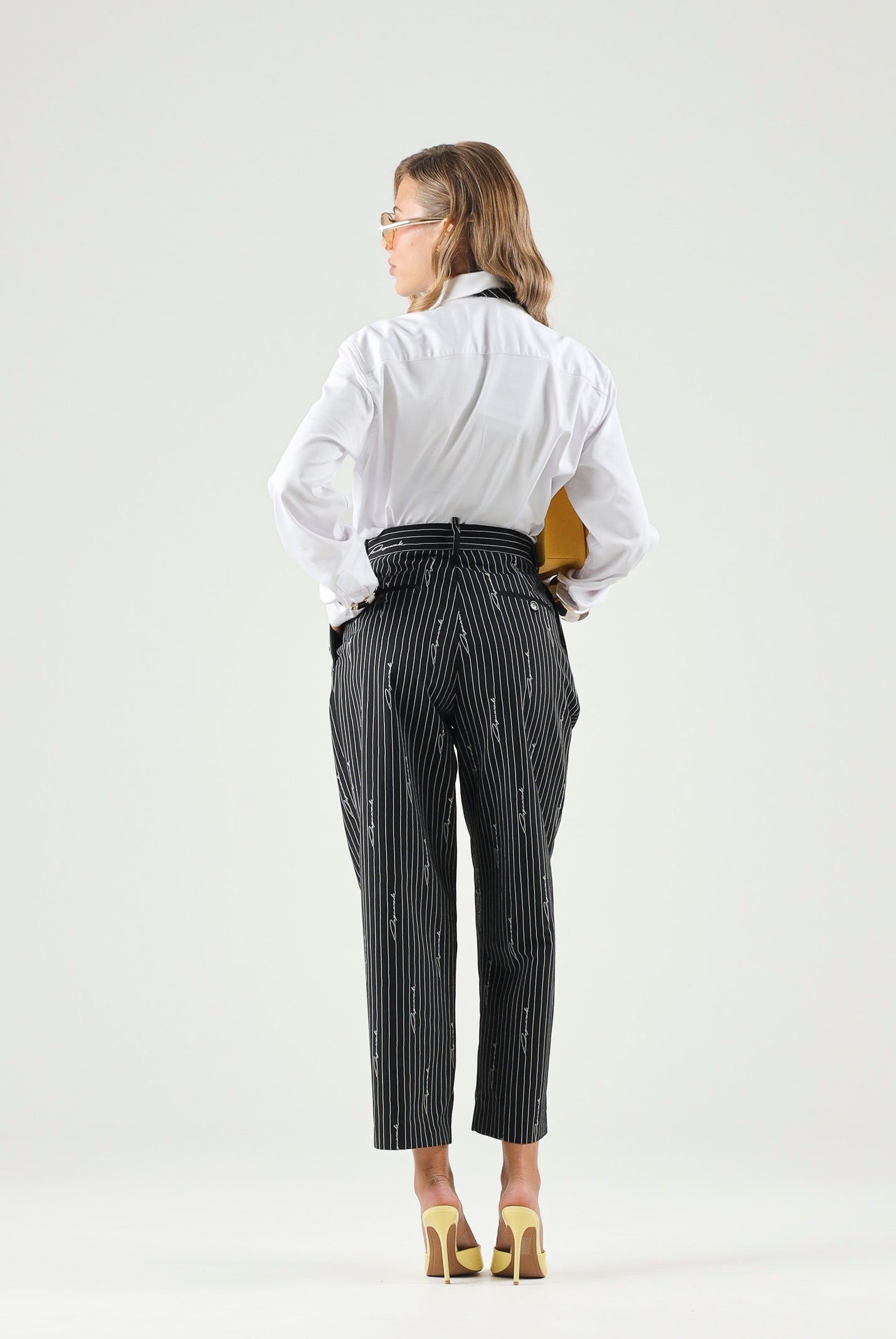 DSQUARED2 Pantaloni sartoriali PINSTRIPE nero da donna, ragazzi e bambini con motivo gessato DQ3427D0AIF DQ900 DSQUARED2