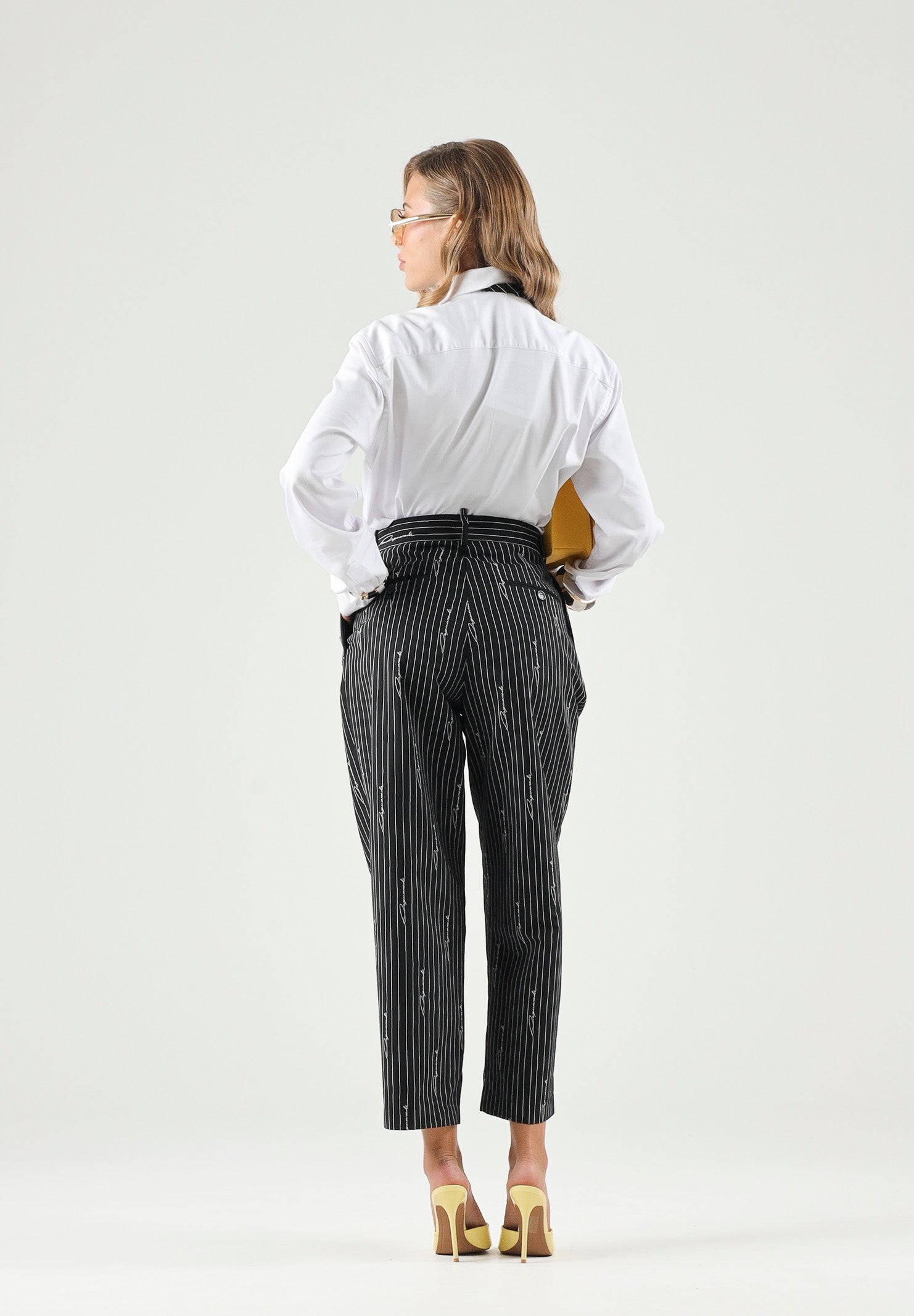 DSQUARED2 Pantaloni sartoriali PINSTRIPE nero da donna, ragazzi e bambini con motivo gessato DQ3427D0AIF DQ900 DSQUARED2