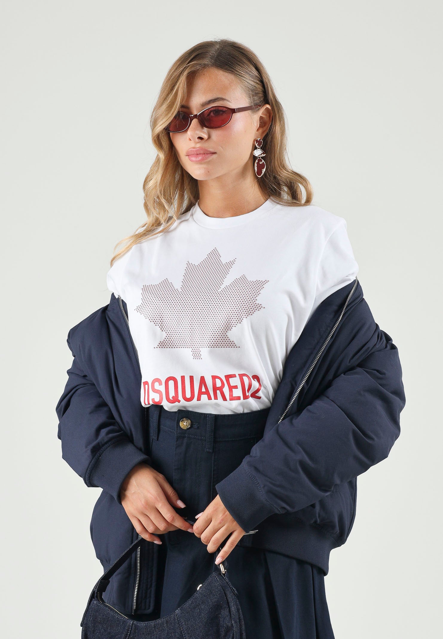 DSQUARED2 T-shirt manica corta bianca per donna, ragazzi e bambini con logo centrale DQ3434D0AJ5 DQ100 DSQUARED2