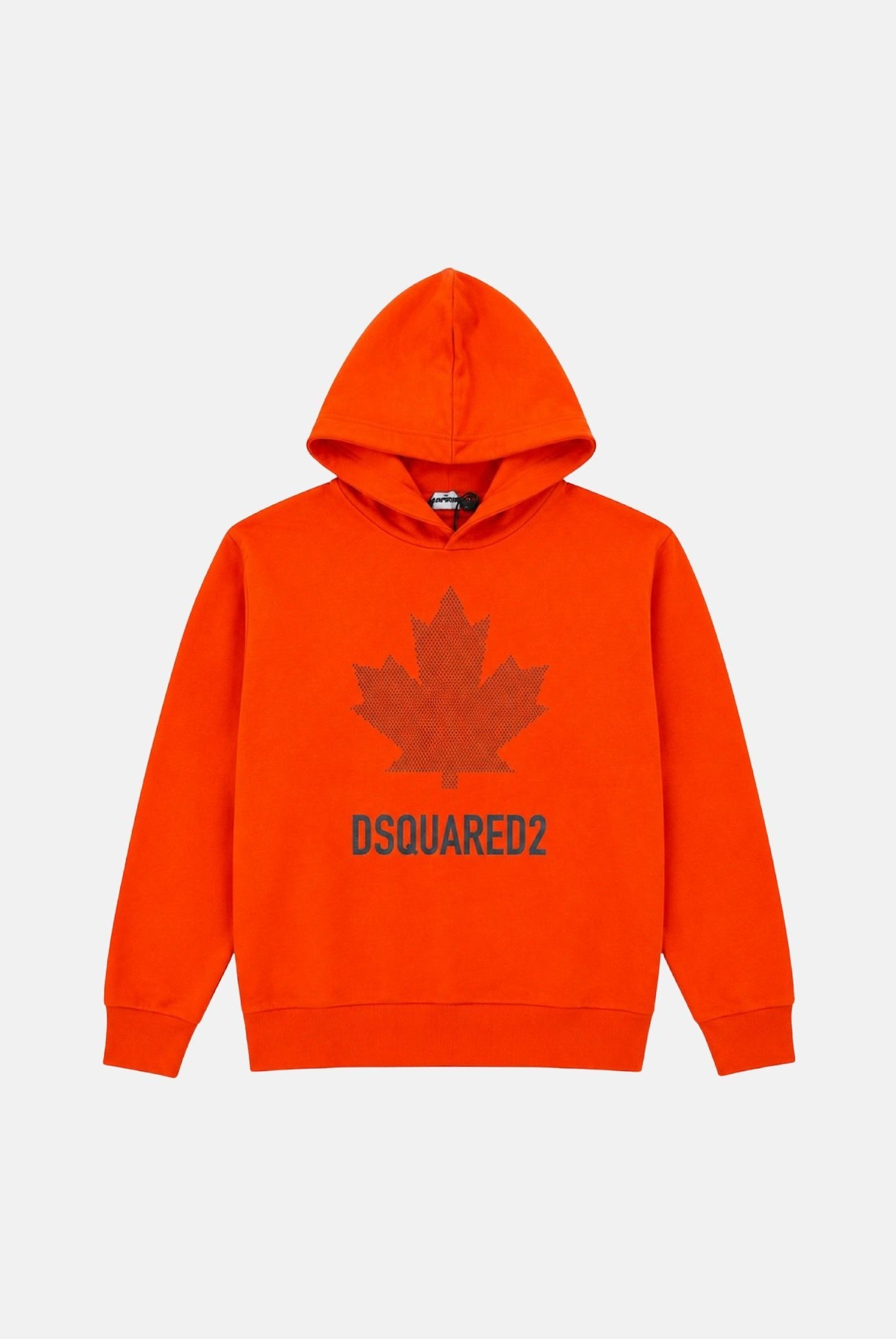 DSQUARED2 Felpa MAPLE-LEAF PRINT HOODIE con cappuccio arancione per donna, ragazzi e bambini DQ3435D0AJ6 DQ258 DSQUARED2