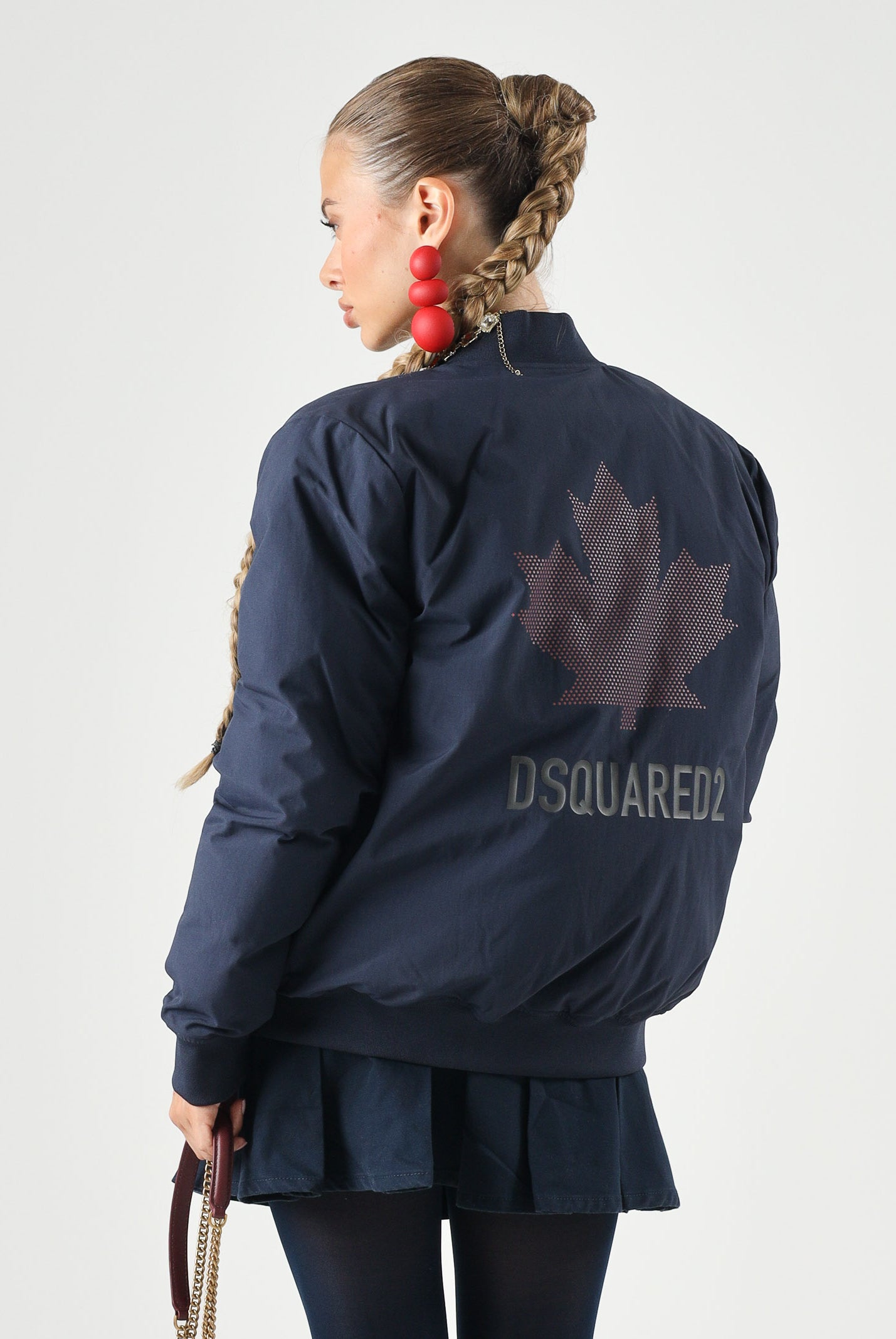 DSQUARED2 Giubbotto imbottito peacoat blue, blu per donna, ragazzi e bambini con logo stampato DQ3436D0AIC DQ864 DSQUARED2
