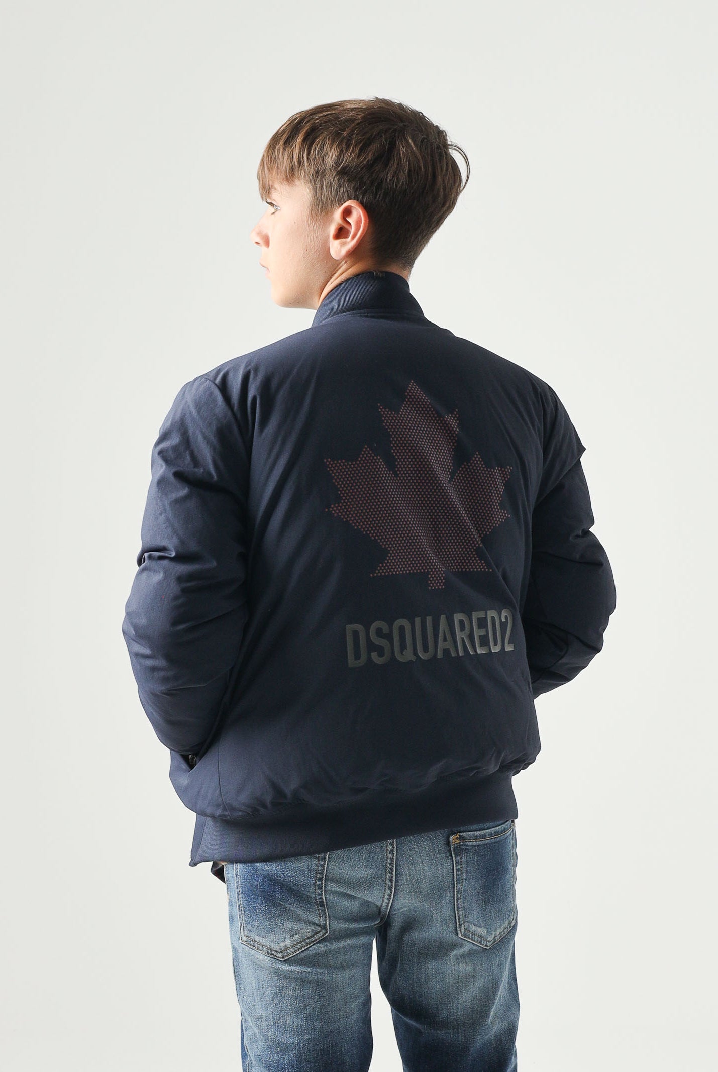 DSQUARED2 Giubbotto imbottito peacoat blue, blu per donna, ragazzi e bambini con logo stampato DQ3436D0AIC DQ864 DSQUARED2