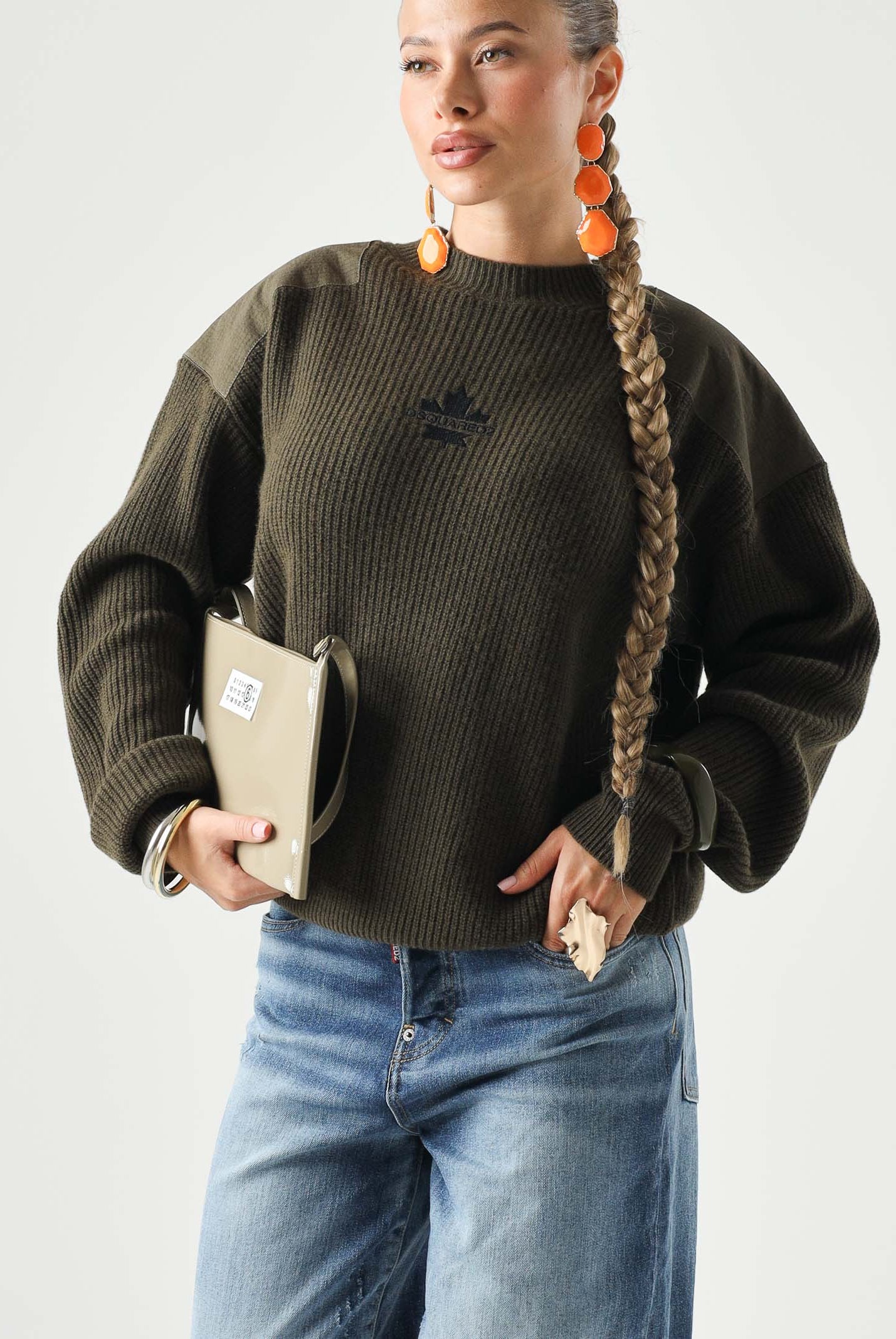 DSQUARED2 Pullover girocollo tarmac green, verde per donna, ragazzi e bambini DQ3437D0AJD DQ558 DSQUARED2