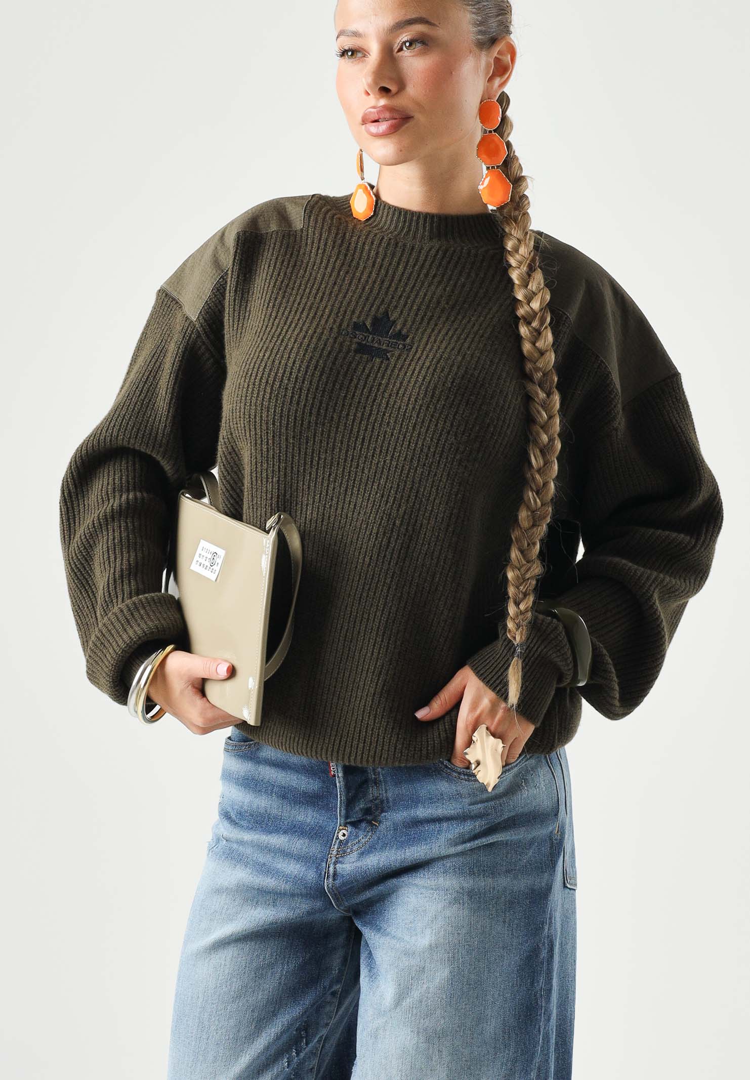 DSQUARED2 Pullover girocollo tarmac green, verde per donna, ragazzi e bambini DQ3437D0AJD DQ558 DSQUARED2
