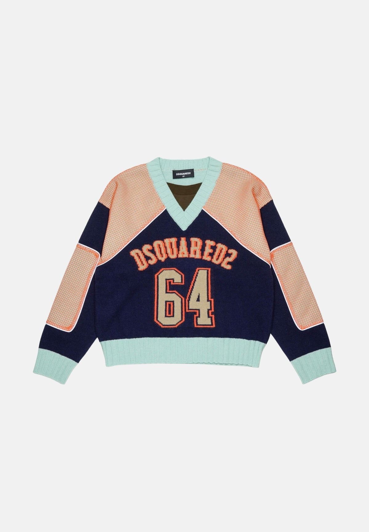 DSQUARED2 Maglione VARSITY nayvy-blu per donna, ragazzi e bambini con logo numerico ricamato. DQ3438D0AII DQ864 DSQUARED2