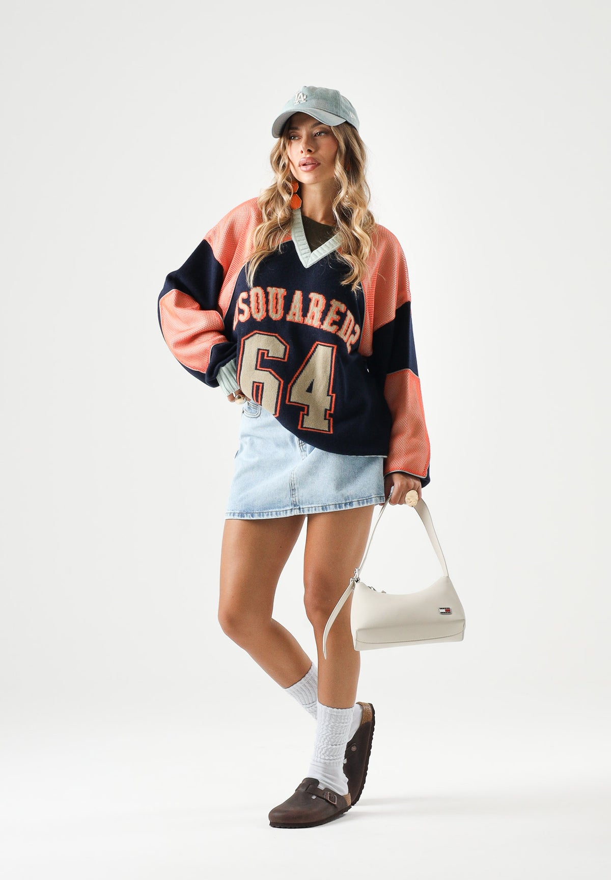 DSQUARED2 Maglione VARSITY nayvy-blu per donna, ragazzi e bambini con logo numerico ricamato. DQ3438D0AII DQ864 DSQUARED2
