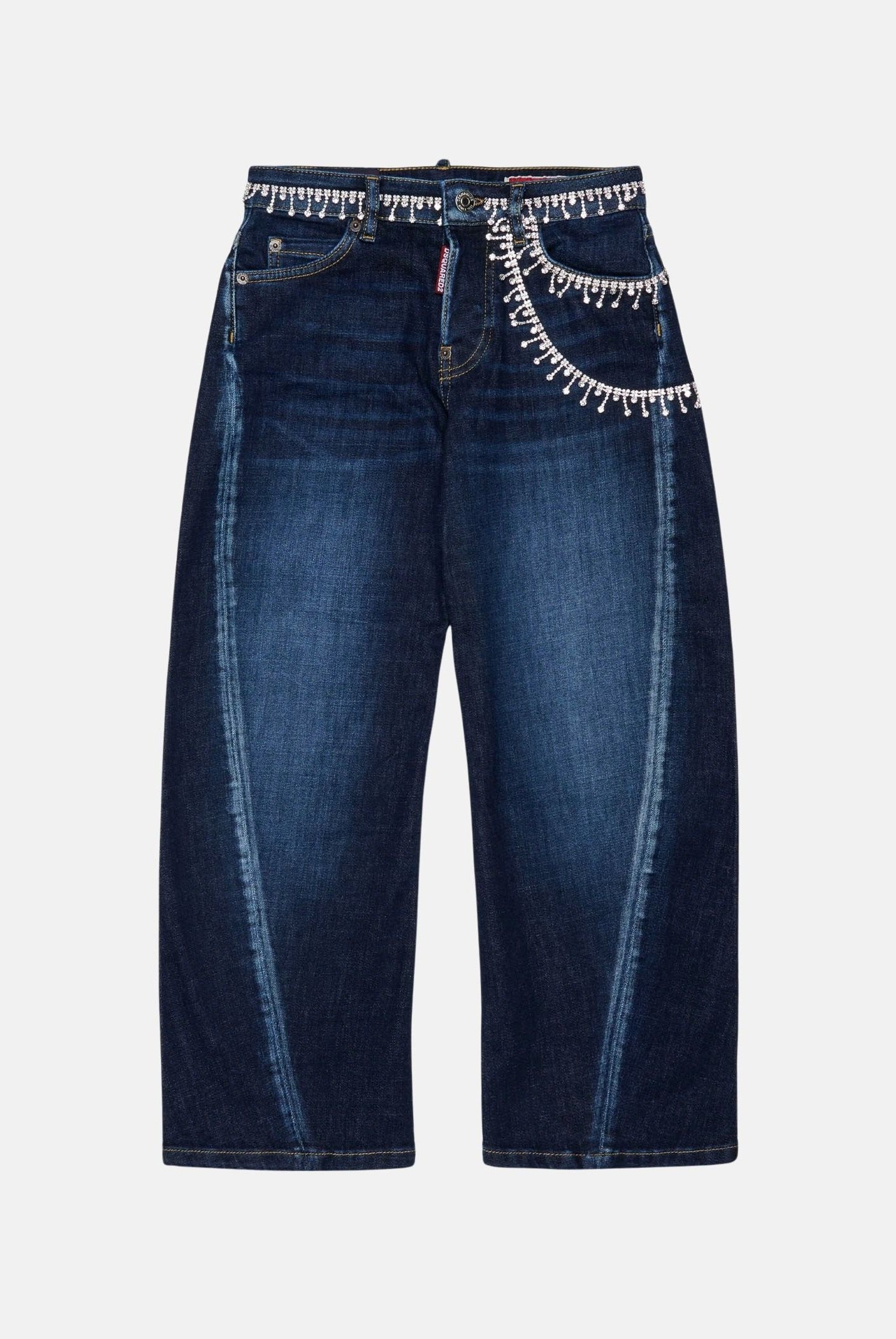 DSQUARED2 Jeans CRYSTAL-EMBELLISHED denim blu per donna, ragazzi e bambini con applicazioni di cristalli. DQ3442D0AHY DQ01 DSQUARED2