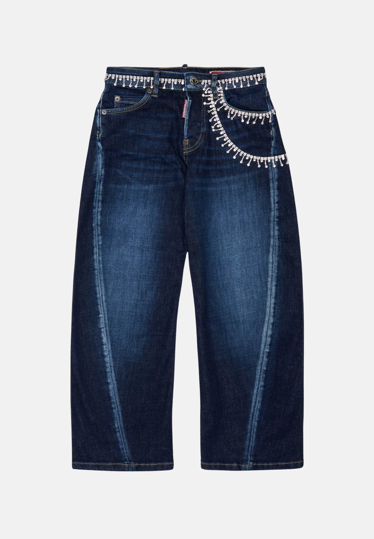 DSQUARED2 Jeans CRYSTAL-EMBELLISHED denim blu per donna, ragazzi e bambini con applicazioni di cristalli. DQ3442D0AHY DQ01 DSQUARED2