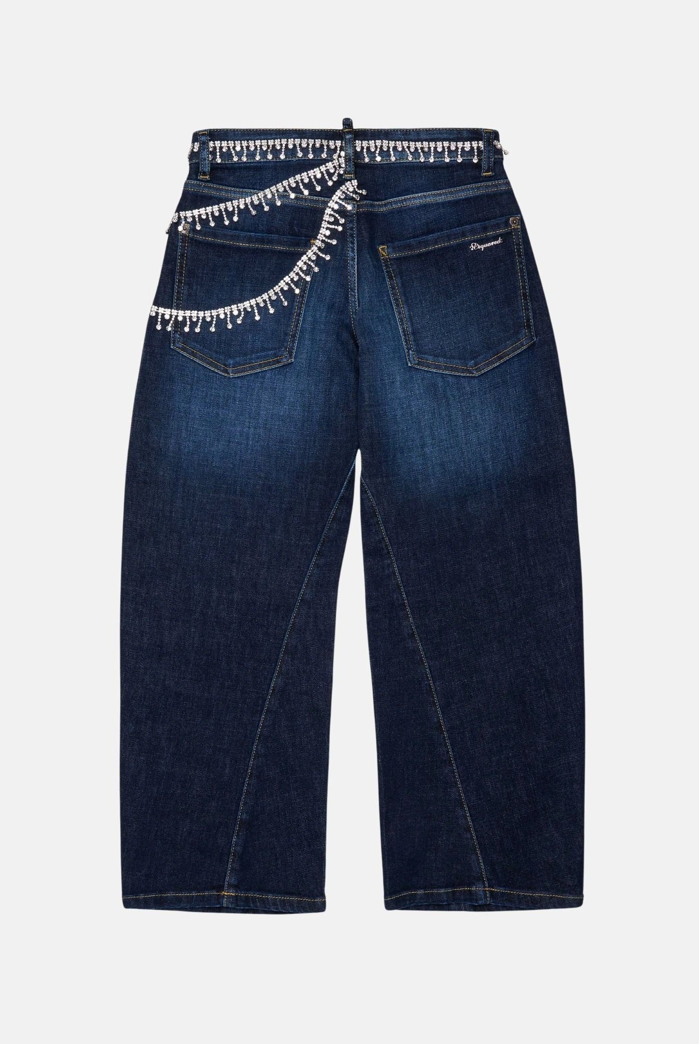 DSQUARED2 Jeans CRYSTAL-EMBELLISHED denim blu per donna, ragazzi e bambini con applicazioni di cristalli. DQ3442D0AHY DQ01 DSQUARED2