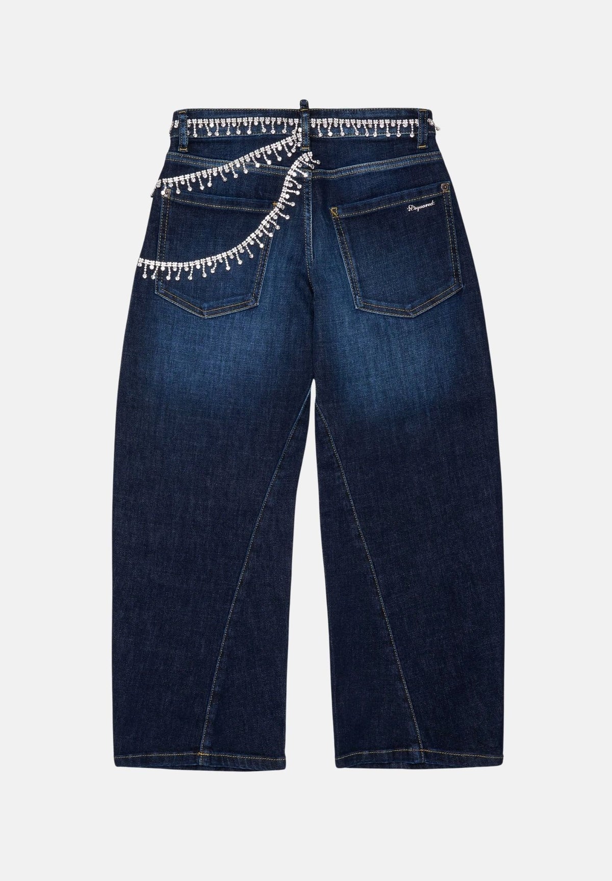 DSQUARED2 Jeans CRYSTAL-EMBELLISHED denim blu per donna, ragazzi e bambini con applicazioni di cristalli. DQ3442D0AHY DQ01 DSQUARED2