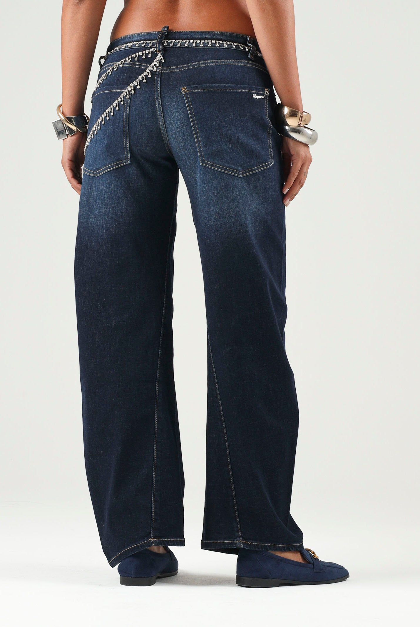 DSQUARED2 Jeans CRYSTAL-EMBELLISHED denim blu per donna, ragazzi e bambini con applicazioni di cristalli. DQ3442D0AHY DQ01 DSQUARED2