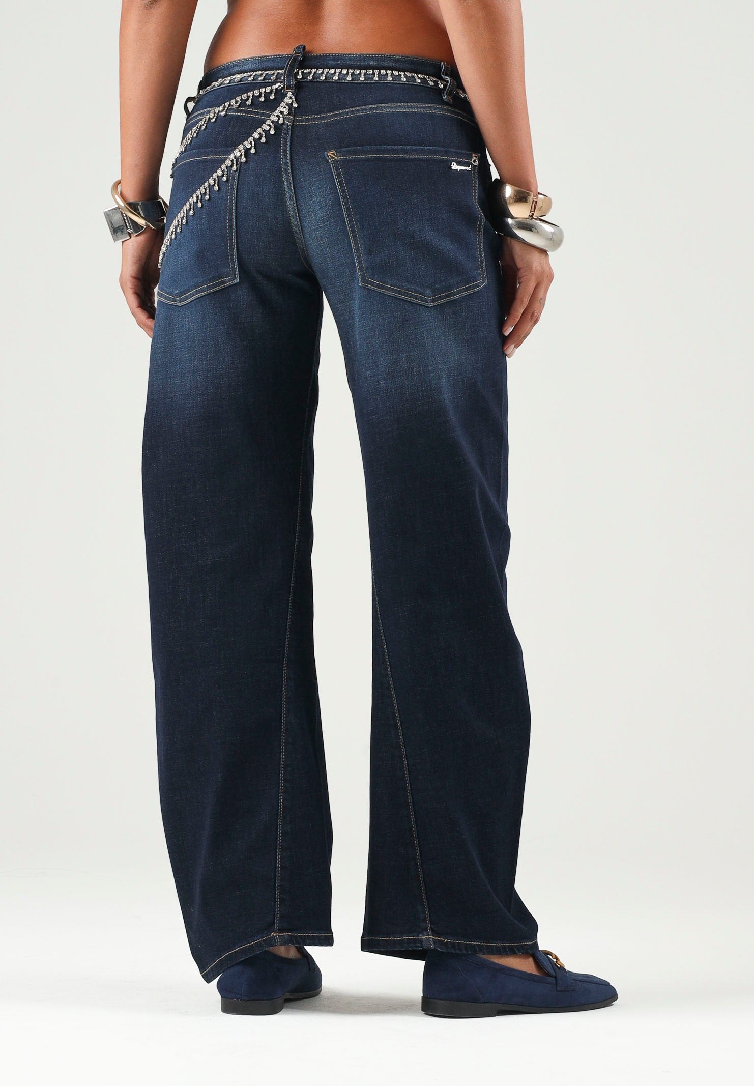 DSQUARED2 Jeans CRYSTAL-EMBELLISHED denim blu per donna, ragazzi e bambini con applicazioni di cristalli. DQ3442D0AHY DQ01 DSQUARED2