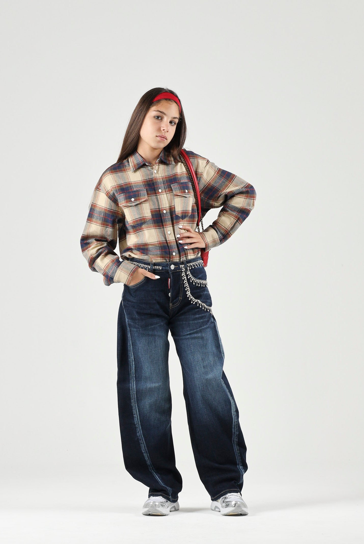 DSQUARED2 Jeans CRYSTAL-EMBELLISHED denim blu per donna, ragazzi e bambini con applicazioni di cristalli. DQ3442D0AHY DQ01 DSQUARED2