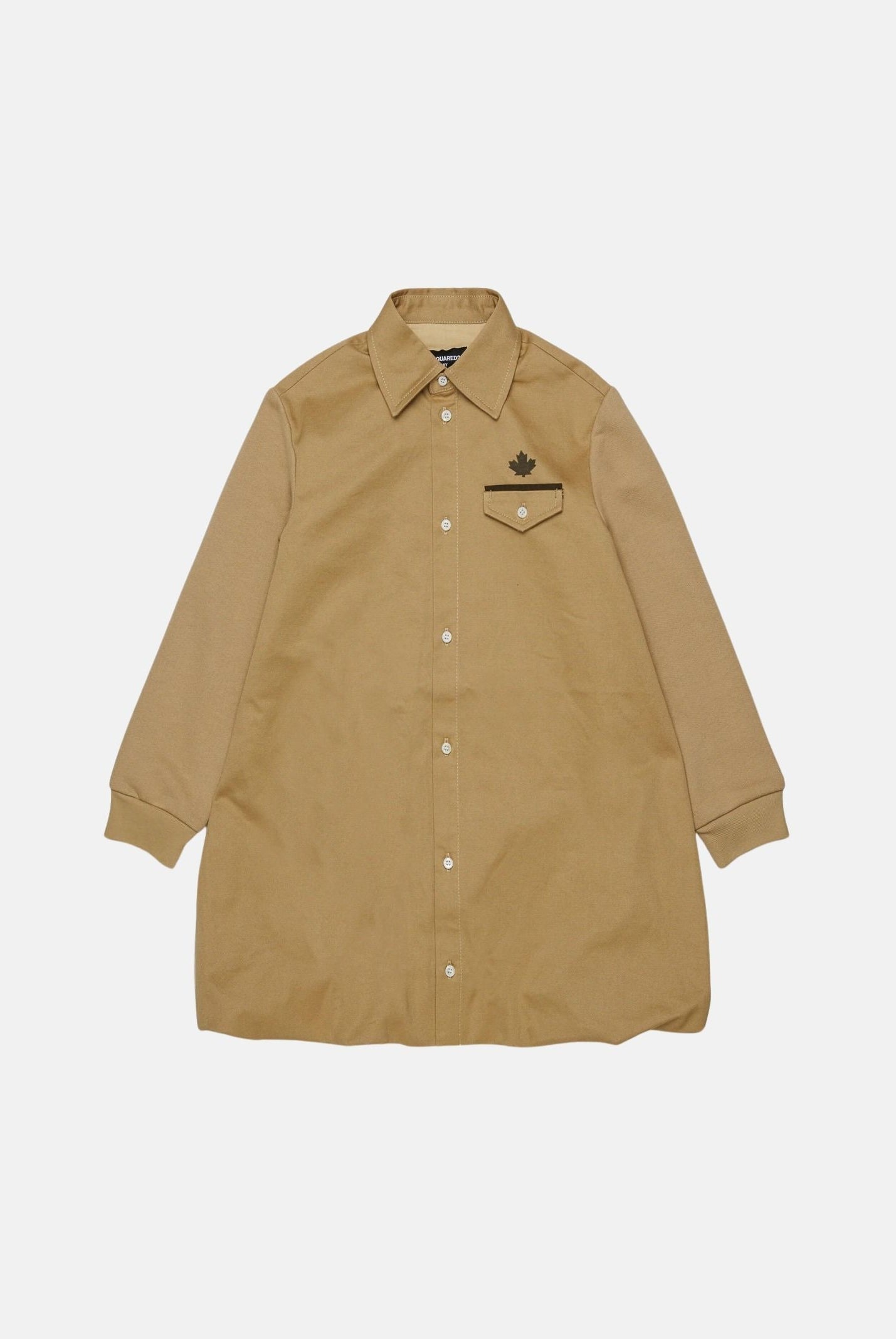 DSQUARED2 Abito camicia beige per donna, ragazzi e bambini con logo e stampa Maple Leaf. DQ3449D0AIG DQ776 DSQUARED2
