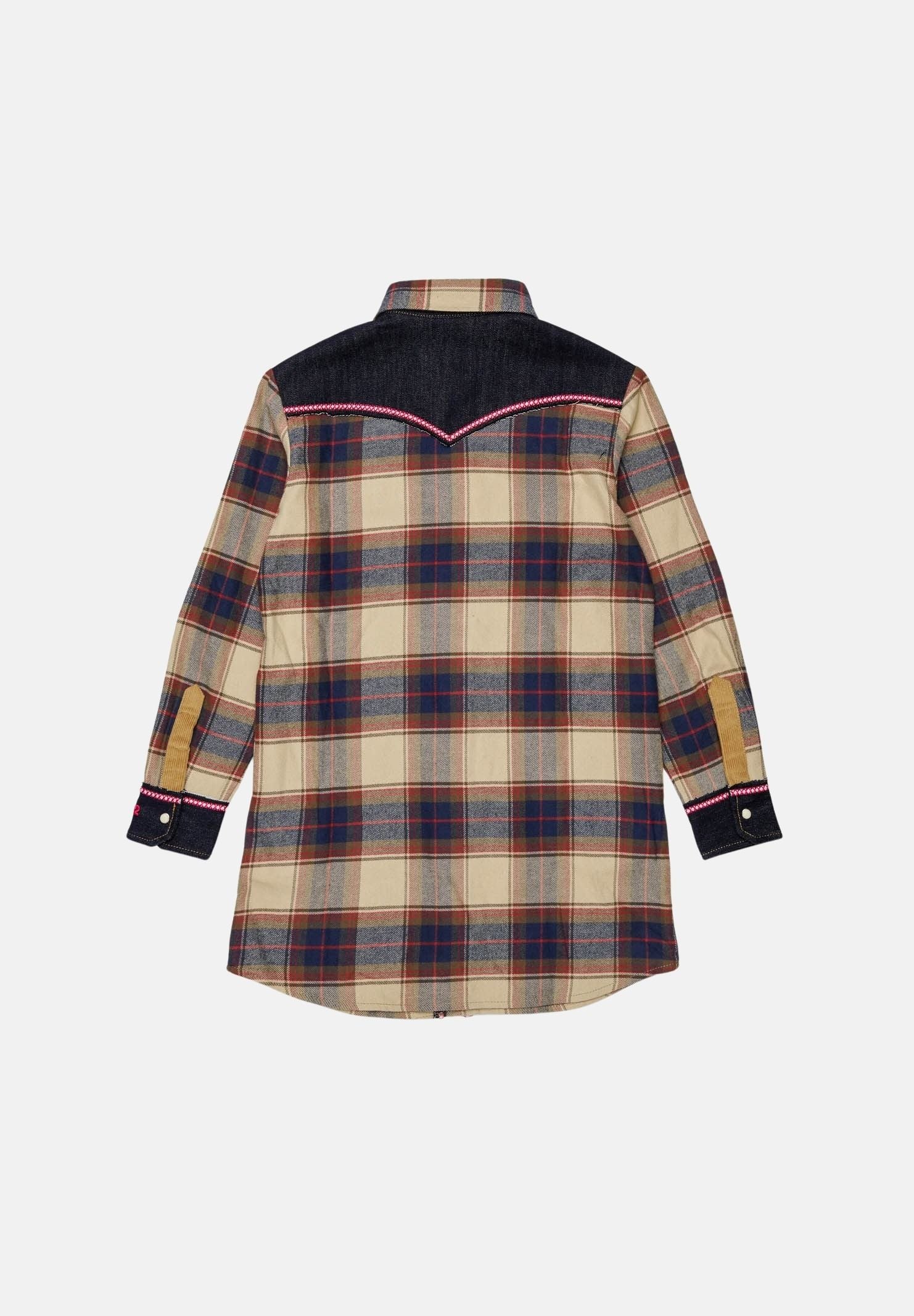 DSQUARED2 Abito camicia western a quadri feather gray, per donna, ragazzi e bambini con dettagli denim DQ3454D0AIA DQ717 DSQUARED2
