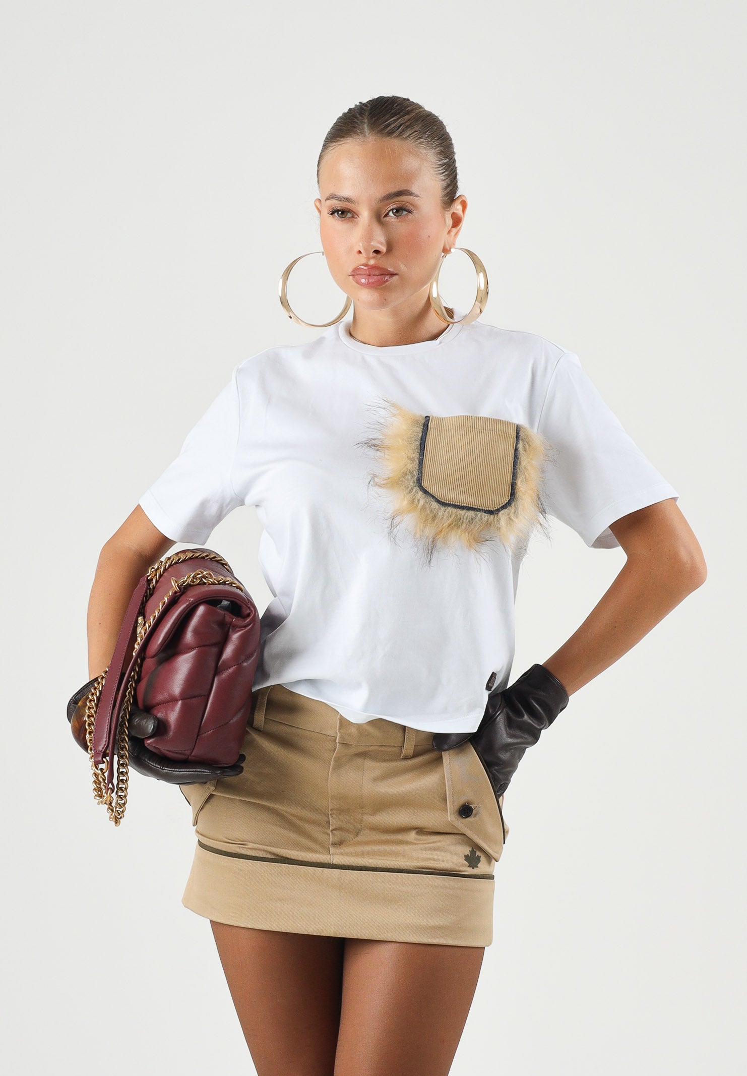 DSQUARED2 T-shirt manica corta white-bianca, per donna, ragazzi e bambini con taschino applicato DQ3467D0AJ7 DQ100 DSQUARED2