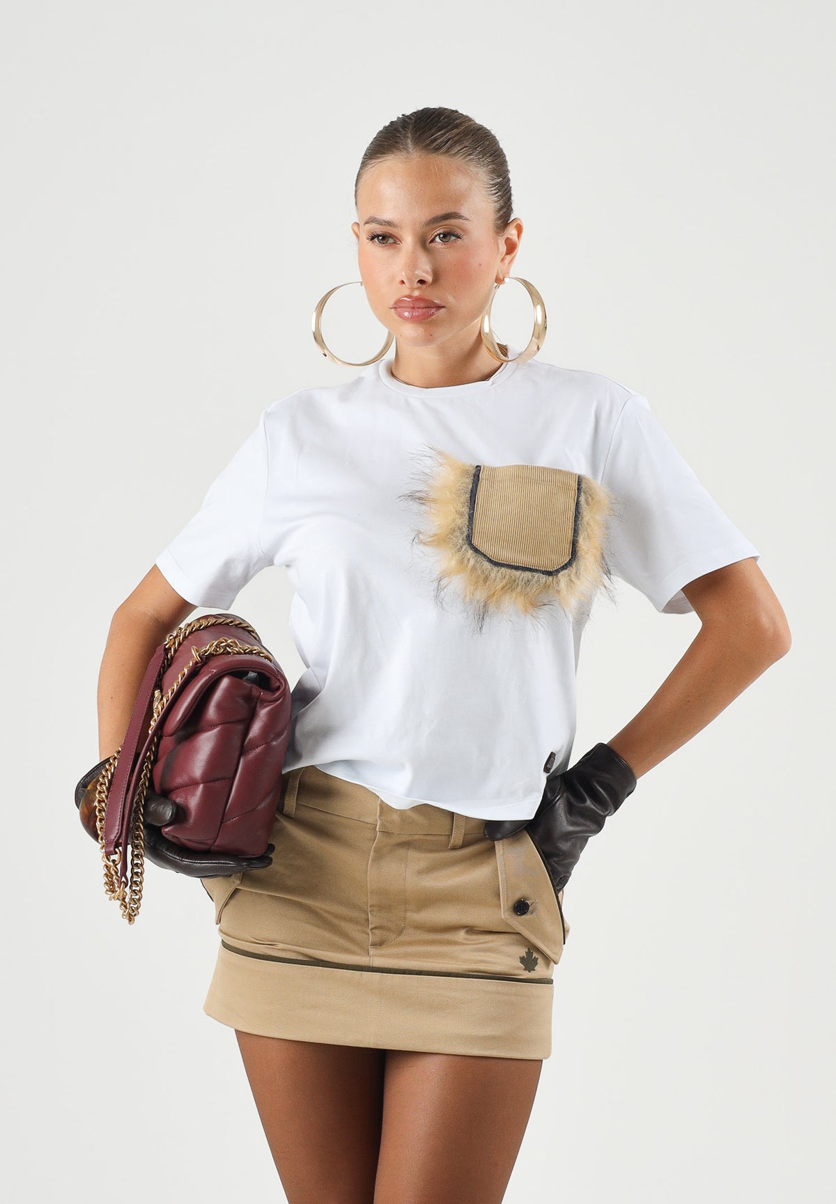 DSQUARED2 T-shirt manica corta white-bianca, per donna, ragazzi e bambini con taschino applicato DQ3467D0AJ7 DQ100 DSQUARED2