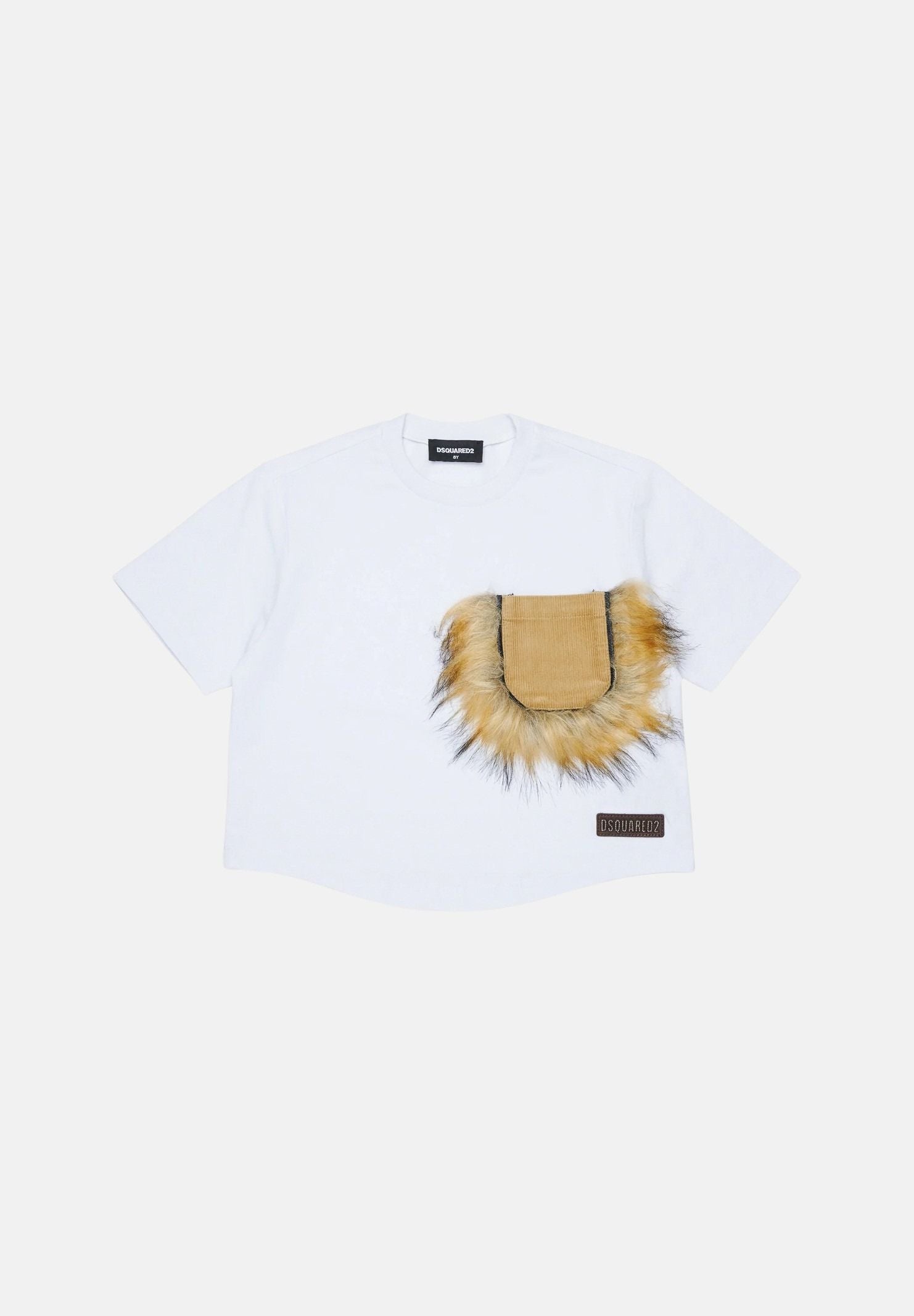 DSQUARED2 T-shirt manica corta white-bianca, per donna, ragazzi e bambini con taschino applicato DQ3467D0AJ7 DQ100 DSQUARED2