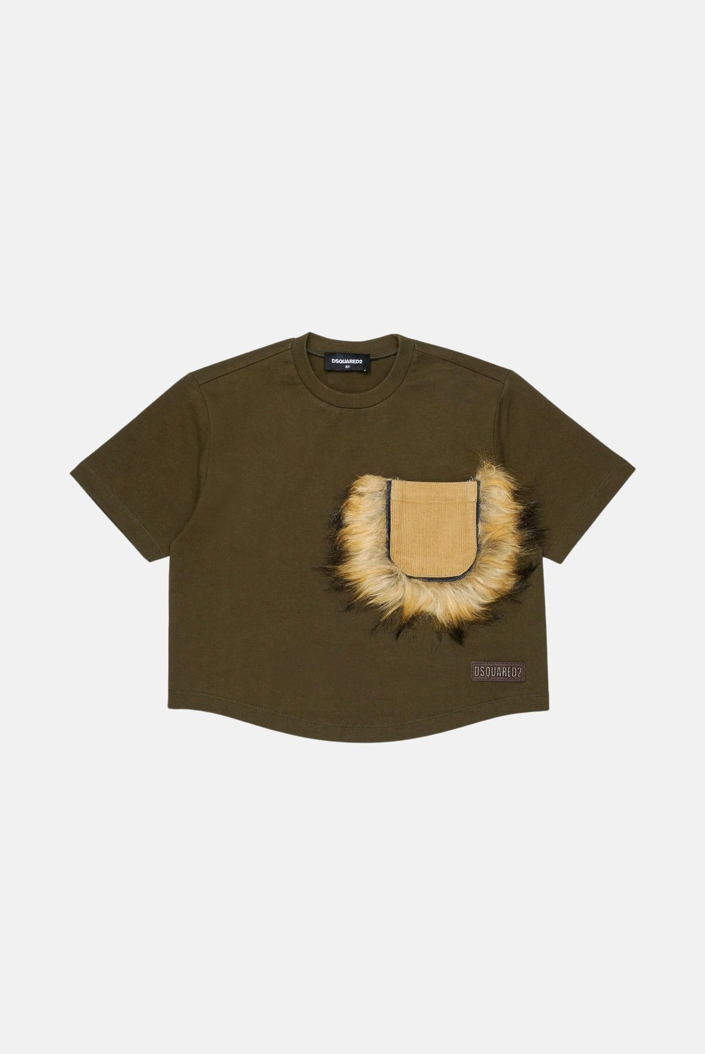 DSQUARED2 T-shirt manica corta tarmac green, per donna, ragazzi e bambini con taschino applicato DQ3467D0AJ7 DQ558 DSQUARED2