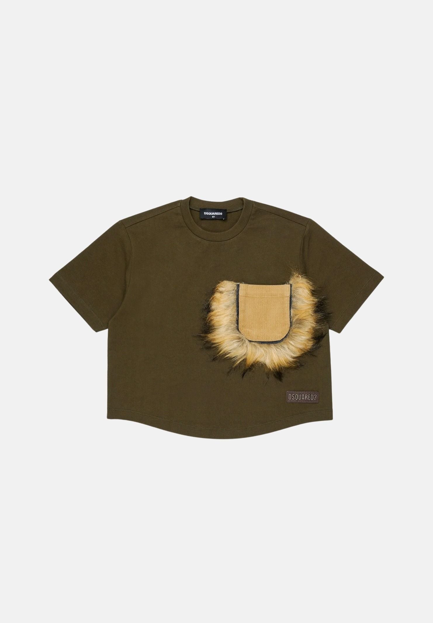 DSQUARED2 T-shirt manica corta tarmac green, per donna, ragazzi e bambini con taschino applicato DQ3467D0AJ7 DQ558 DSQUARED2