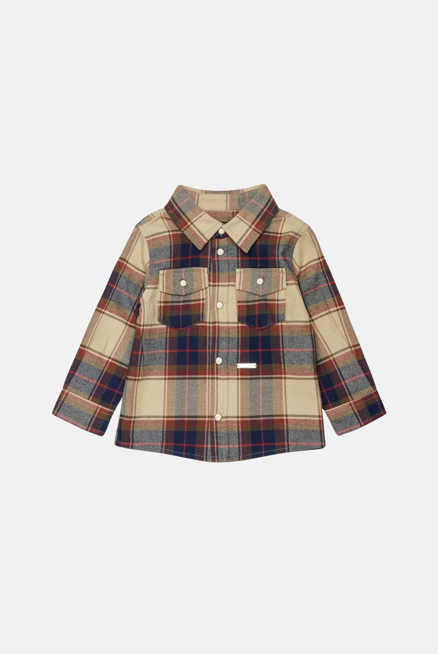 DSQUARED2 Camicia FEATHER GRAY, grigio multicolore da neonato, con tasche applicate sul petto DQ3491D0AIA DQ717 DSQUARED2