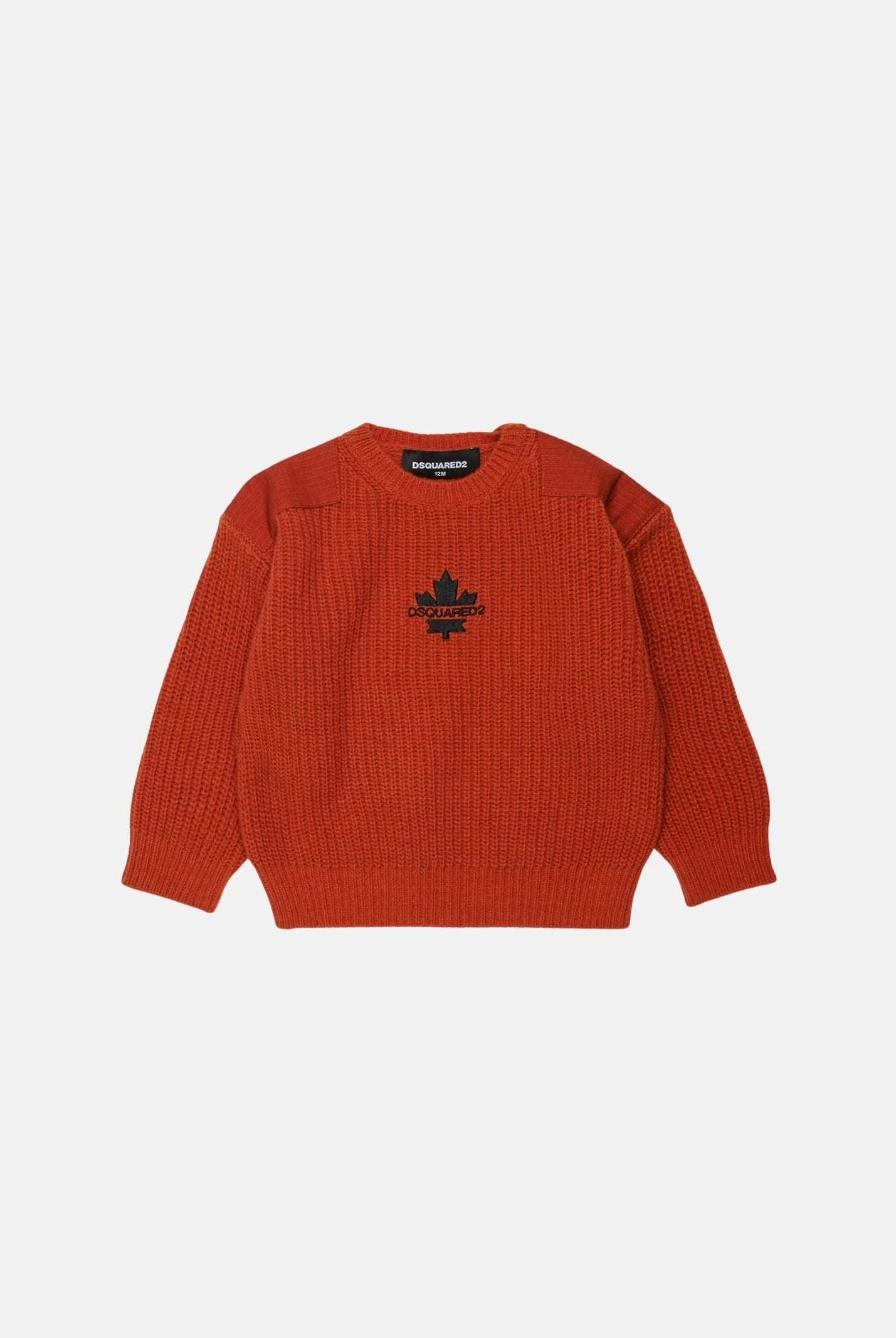 DSQUARED2 Maglione in maglia, colore basico arancione ruggine, da neonato con logo potter's clay DQ3493D0AJD DQ424 DSQUARED2