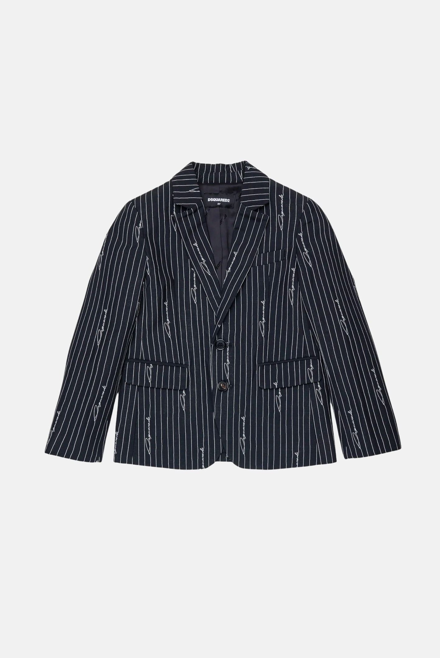 DSQUARED2 Blazer PINSTRIPE LOGO Black, nero, da neonato con motivo gessato e dettaglio logo. DQ3494D0AIF DQ900 DSQUARED2