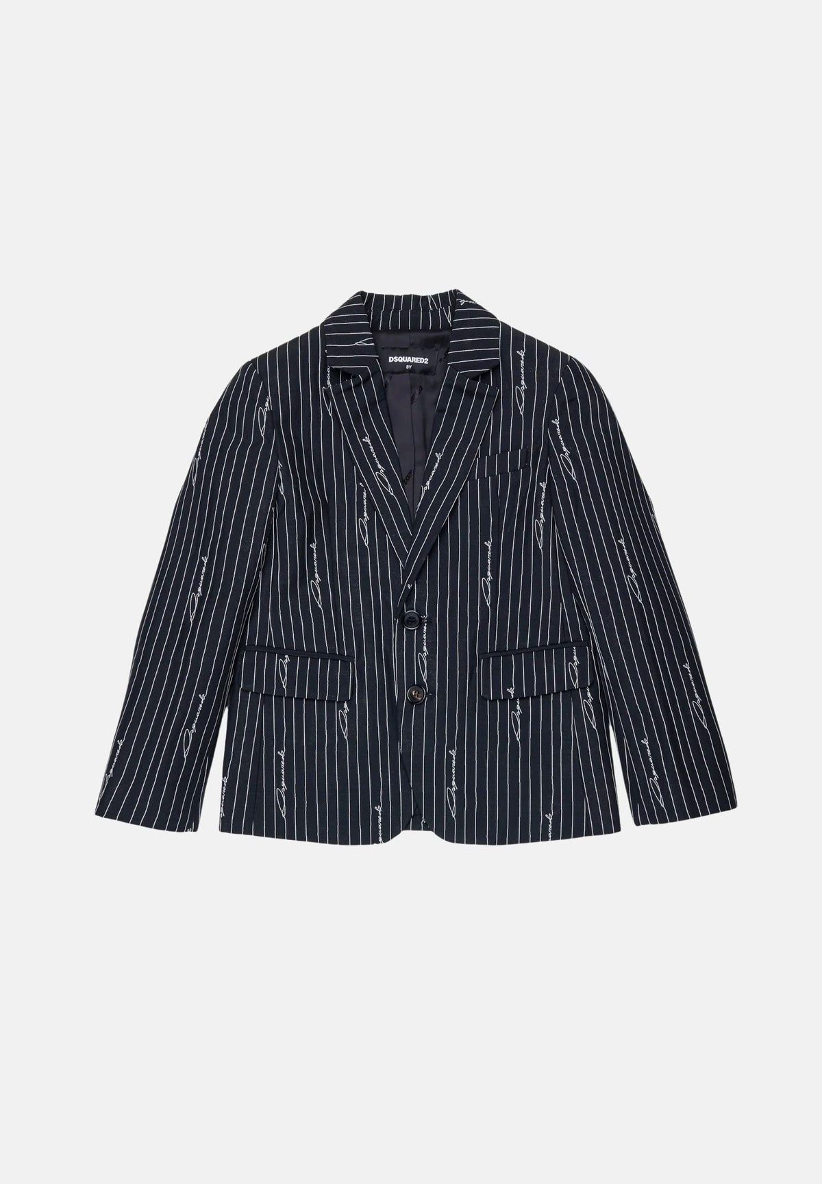 DSQUARED2 Blazer PINSTRIPE LOGO Black, nero, da neonato con motivo gessato e dettaglio logo. DQ3494D0AIF DQ900 DSQUARED2