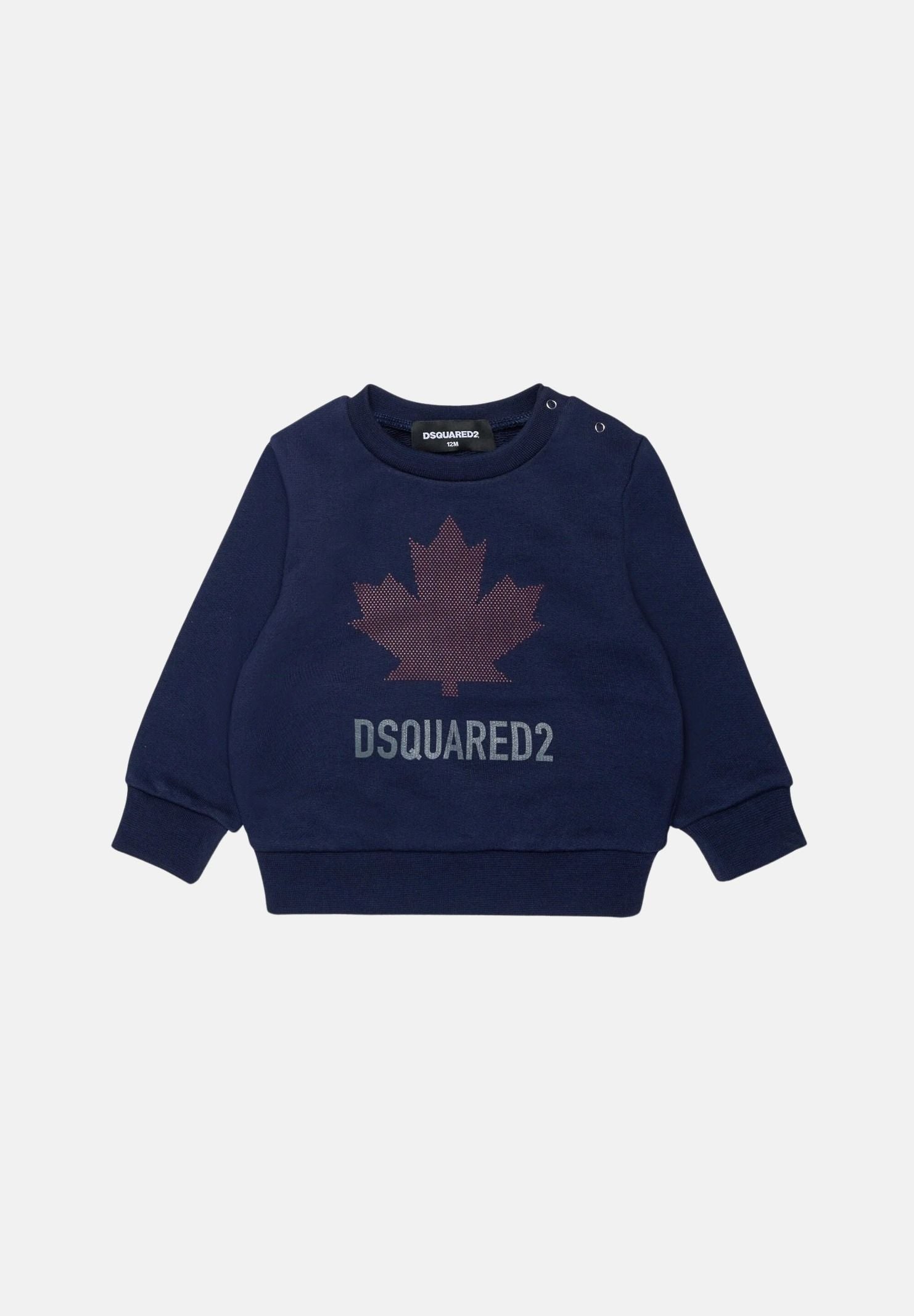 DSQUARED2 Felpa SWEATSHIRT girocollo peacock blu, da neonato con logo grafico centrale DQ3503D0AJ6 DQ864 DSQUARED2