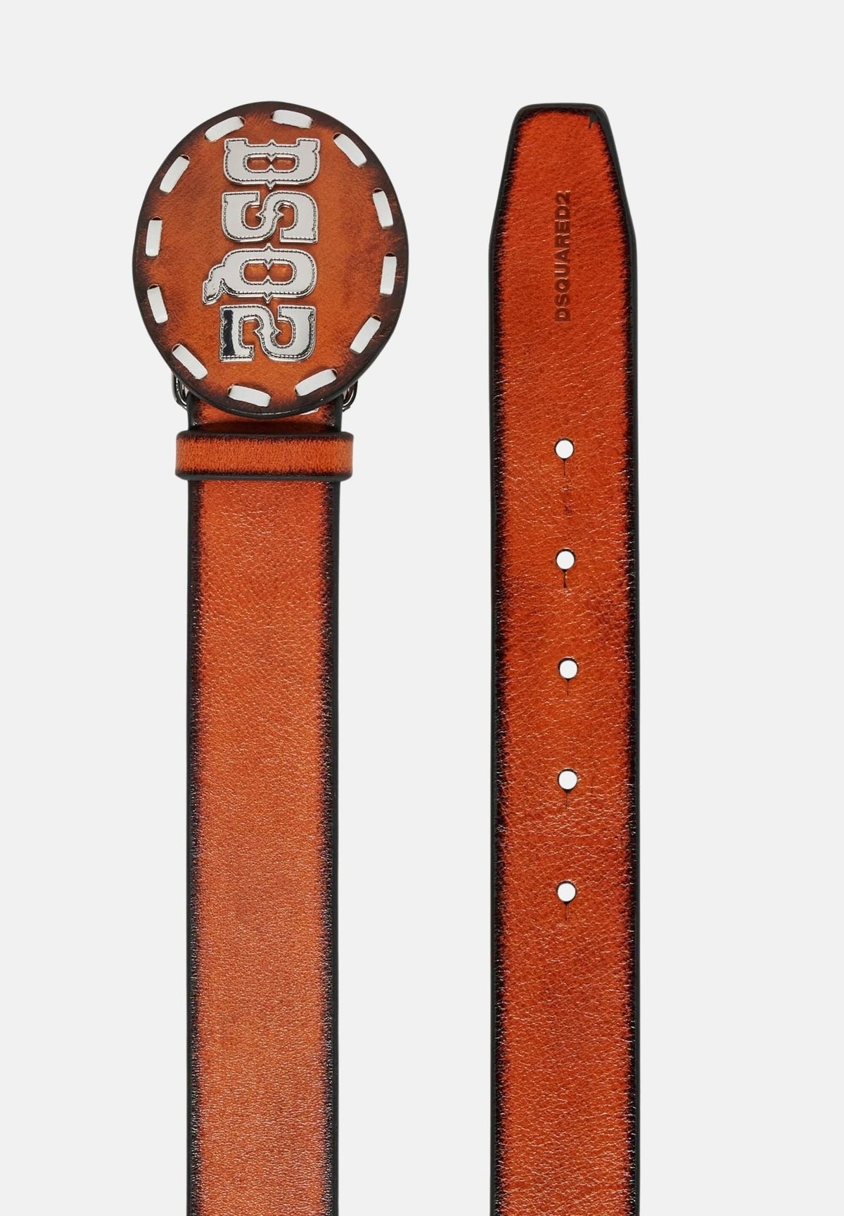 DSQUARED2 Cintura red land-arancione per uomo e donna con fibbia tonda metallica logata. DQ3545D0AIX DQ13 DSQUARED2