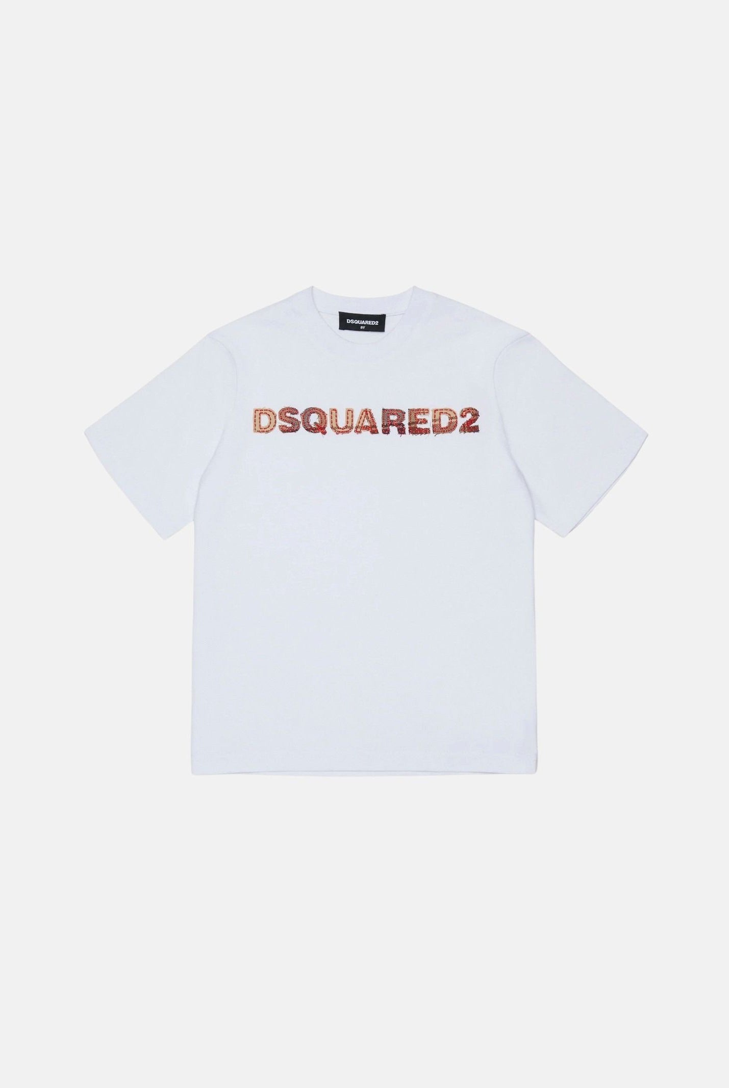 DSQUARED2 T-shirt manica corta bianca per donna, ragazzi e bambini, con logo-scritta frontale DQ3560D0AJ1 DQ100 DSQUARED2