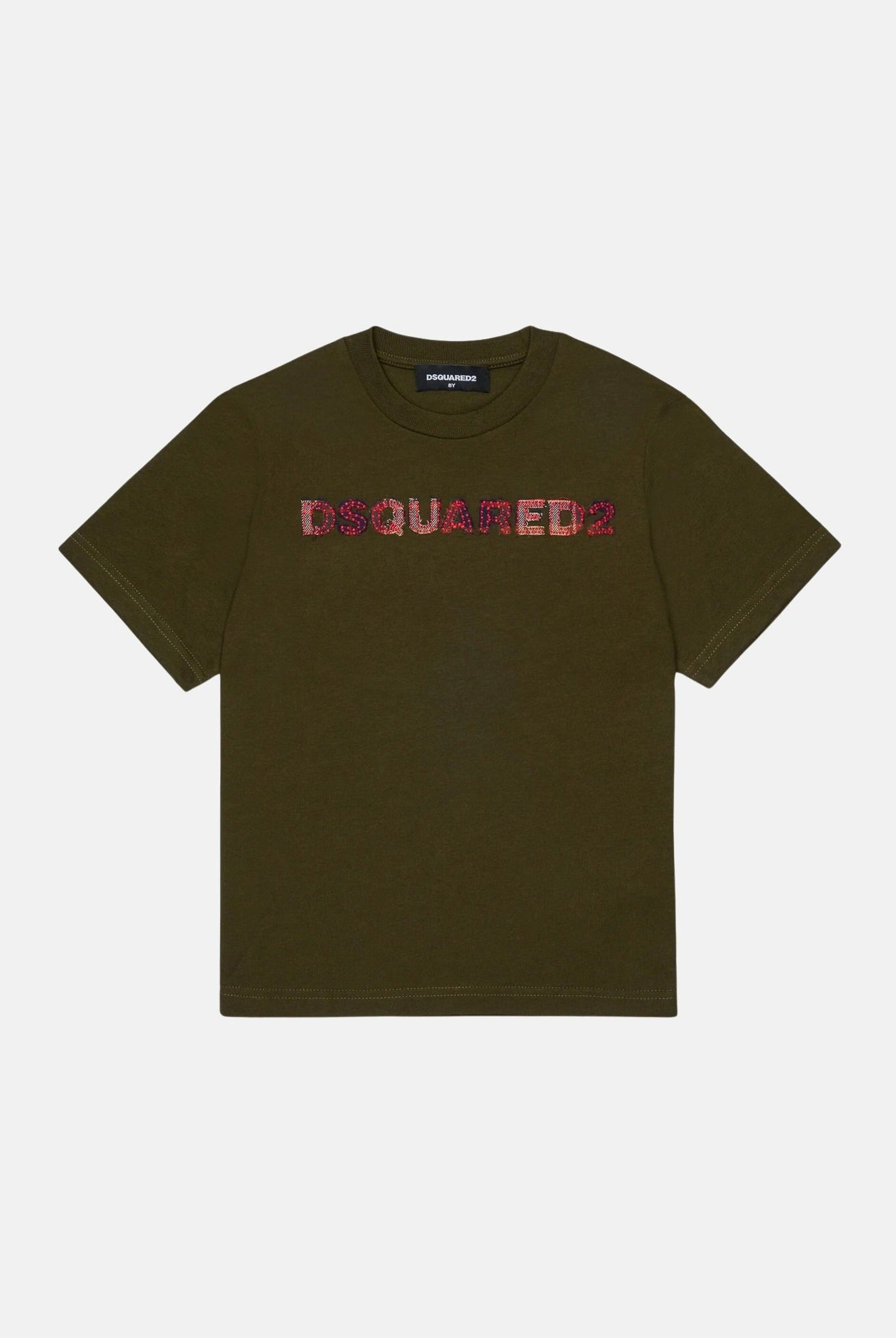 DSQUARED2 T-shirt LOGO-APPLIQUÉ tarmac- verde per donna, ragazzi e bambini DQ3560D0AJ1 DQ558 DSQUARED2
