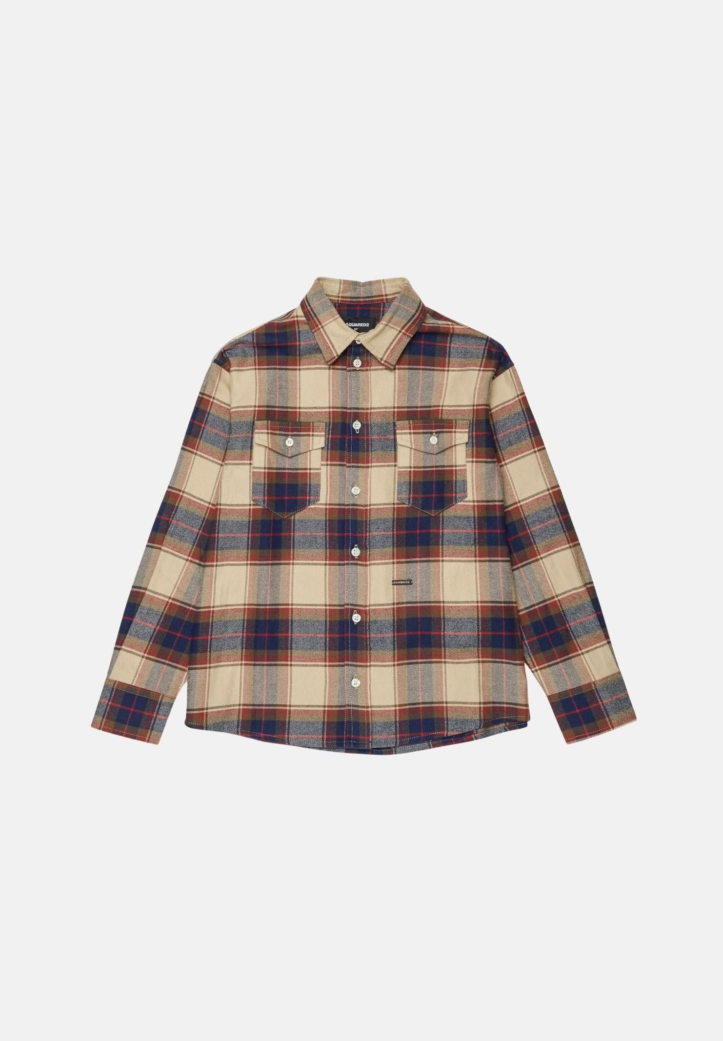 DSQUARED2 Camicia Feather Gray, beige- blu marrone, per donna, ragazzi e bambini con fantasia a quadri DQ3564D0AIA DQ717 DSQUARED2