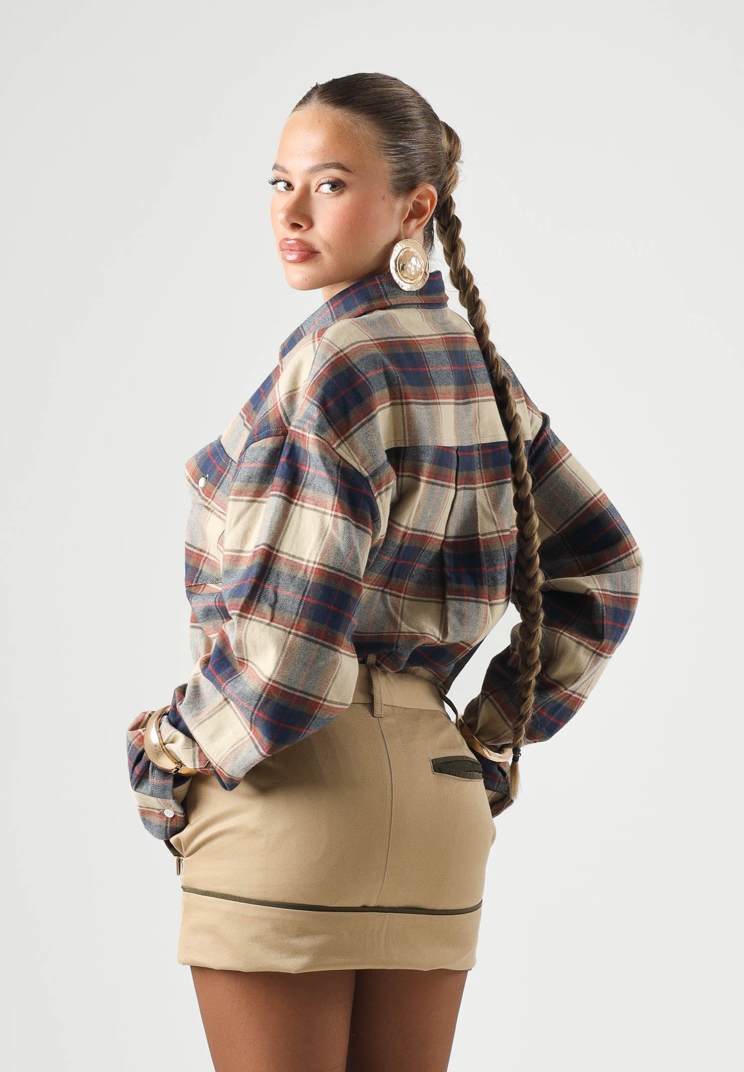 DSQUARED2 Camicia Feather Gray, beige- blu marrone, per donna, ragazzi e bambini con fantasia a quadri DQ3564D0AIA DQ717 DSQUARED2