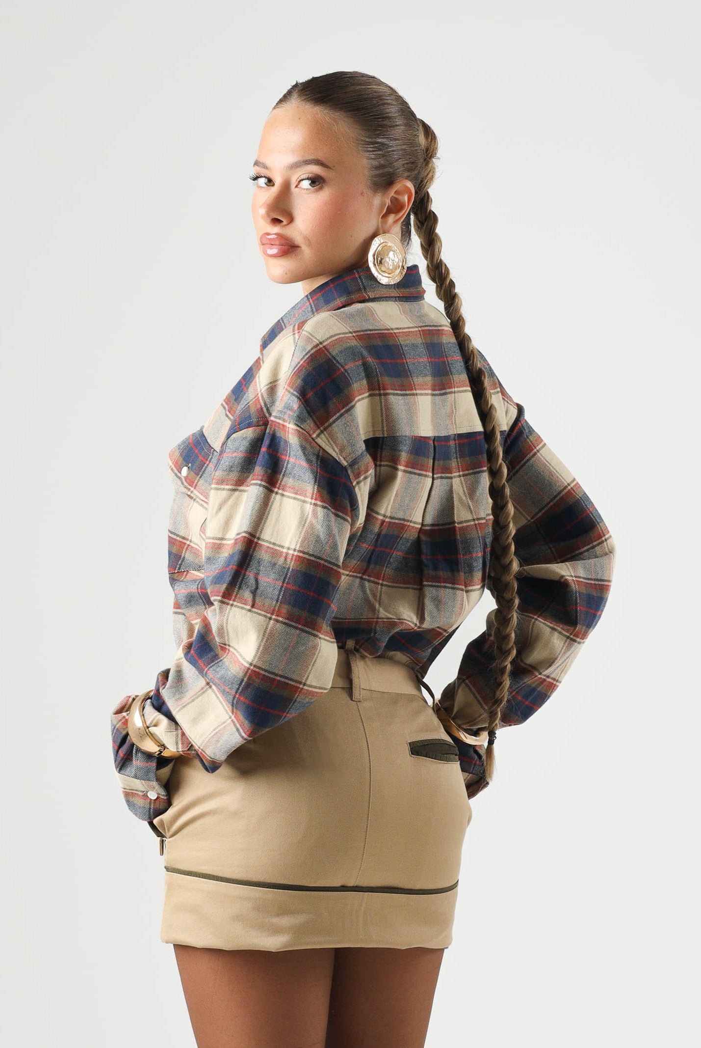DSQUARED2 Camicia Feather Gray, beige- blu marrone, per donna, ragazzi e bambini con fantasia a quadri DQ3564D0AIA DQ717 DSQUARED2