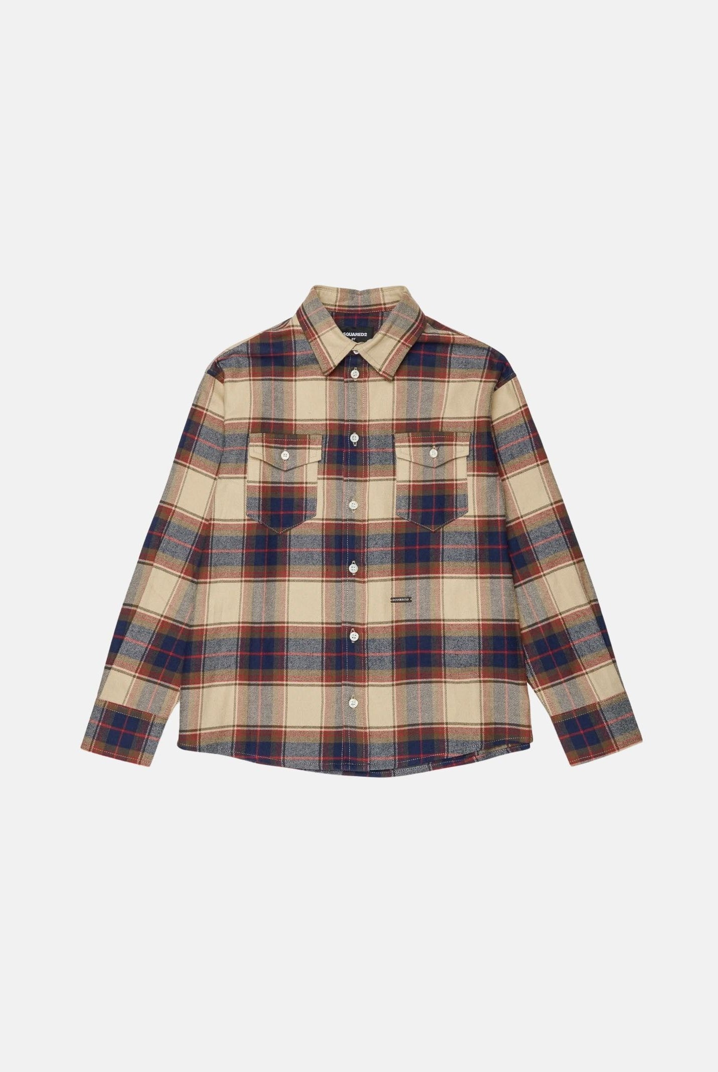 DSQUARED2 Camicia Feather Gray, beige- blu marrone, per donna, ragazzi e bambini con fantasia a quadri DQ3564D0AIA DQ717 DSQUARED2