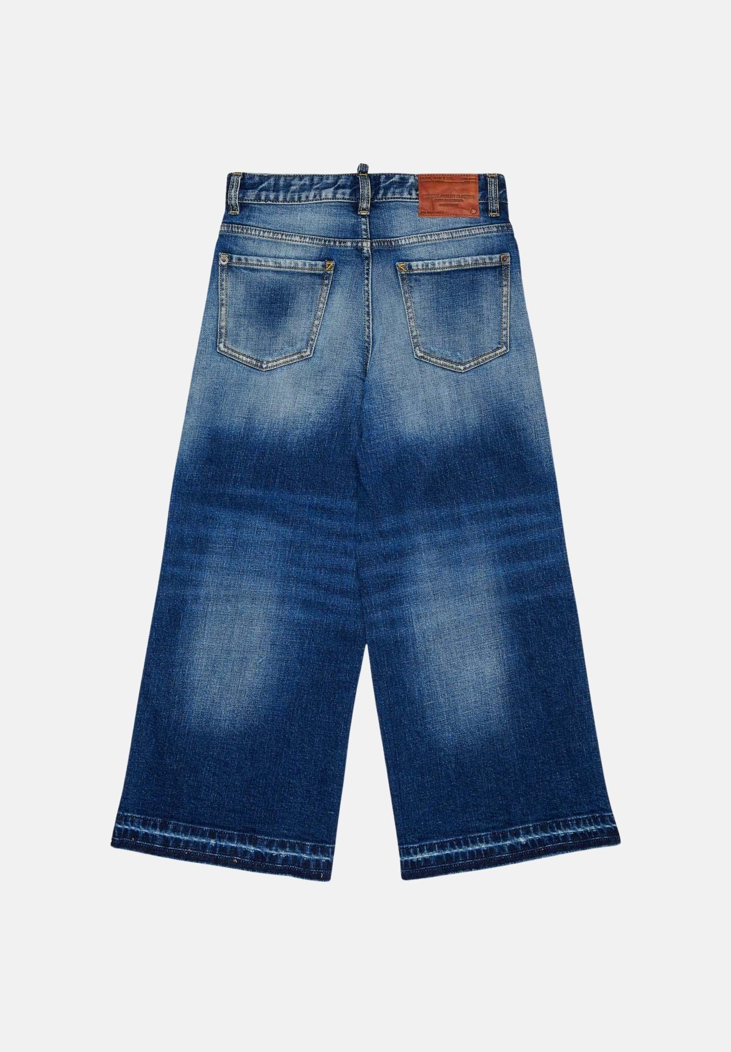 DSQUARED2 Jeans cropped in denim Blu, per donna, ragazzi e bambini con gamba ampia. DQ3577D0AHR DQ01 DSQUARED2