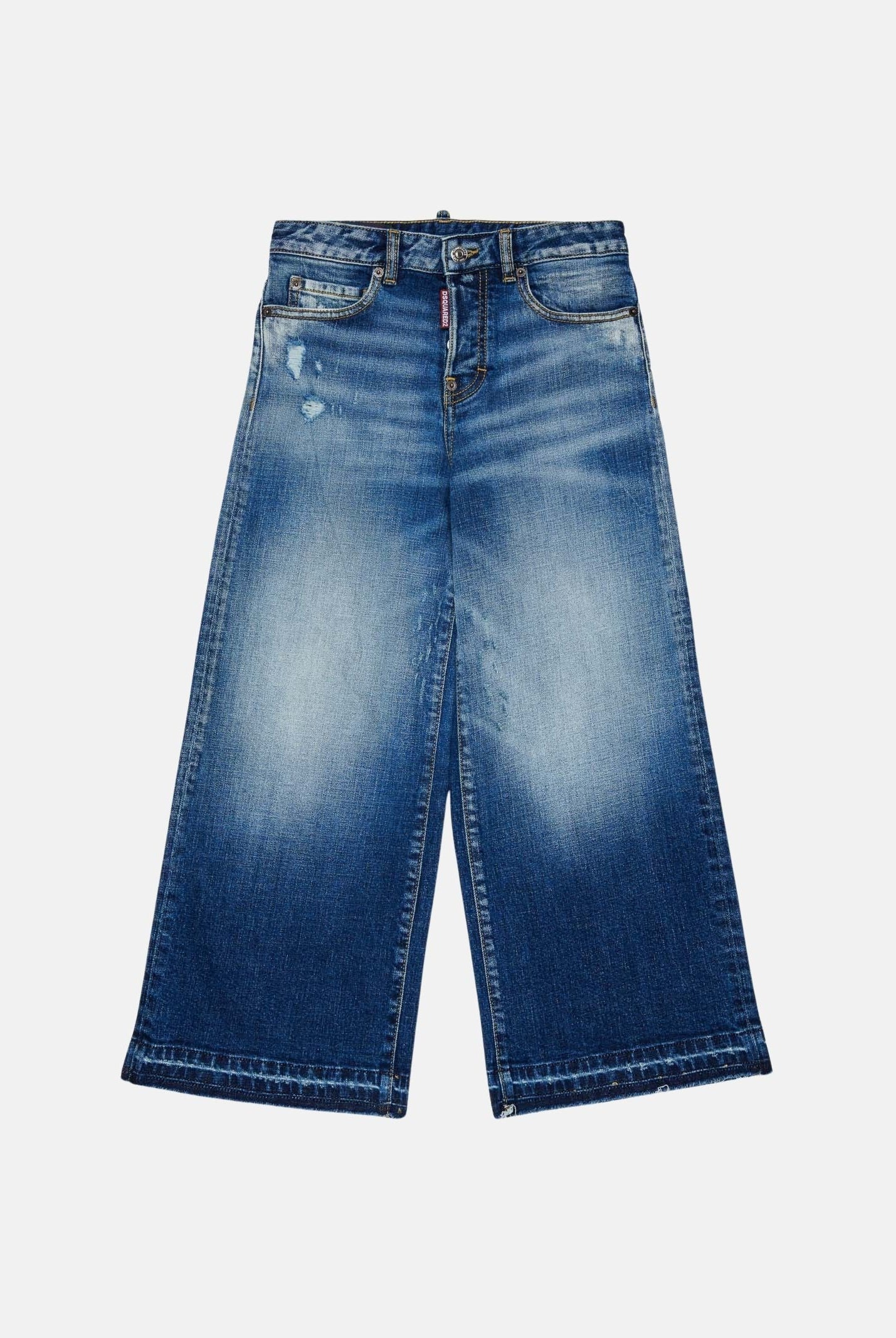 DSQUARED2 Jeans cropped in denim Blu, per donna, ragazzi e bambini con gamba ampia. DQ3577D0AHR DQ01 DSQUARED2
