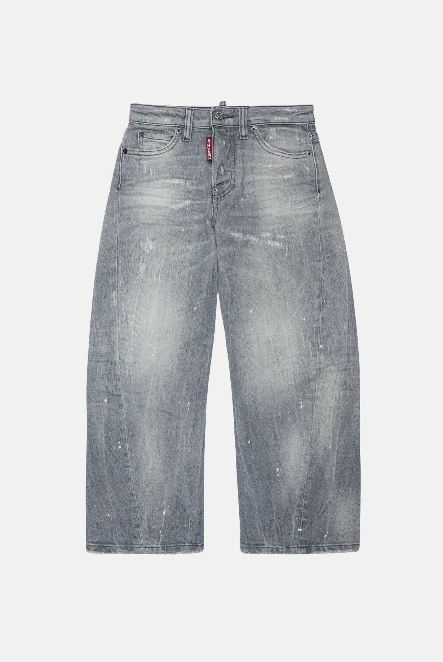 DSQUARED2 Jeans gray denim, grigio, per donna, ragazzi e bambini con gamba cropped ampia DQ3583D0AI2 DQ03 DSQUARED2