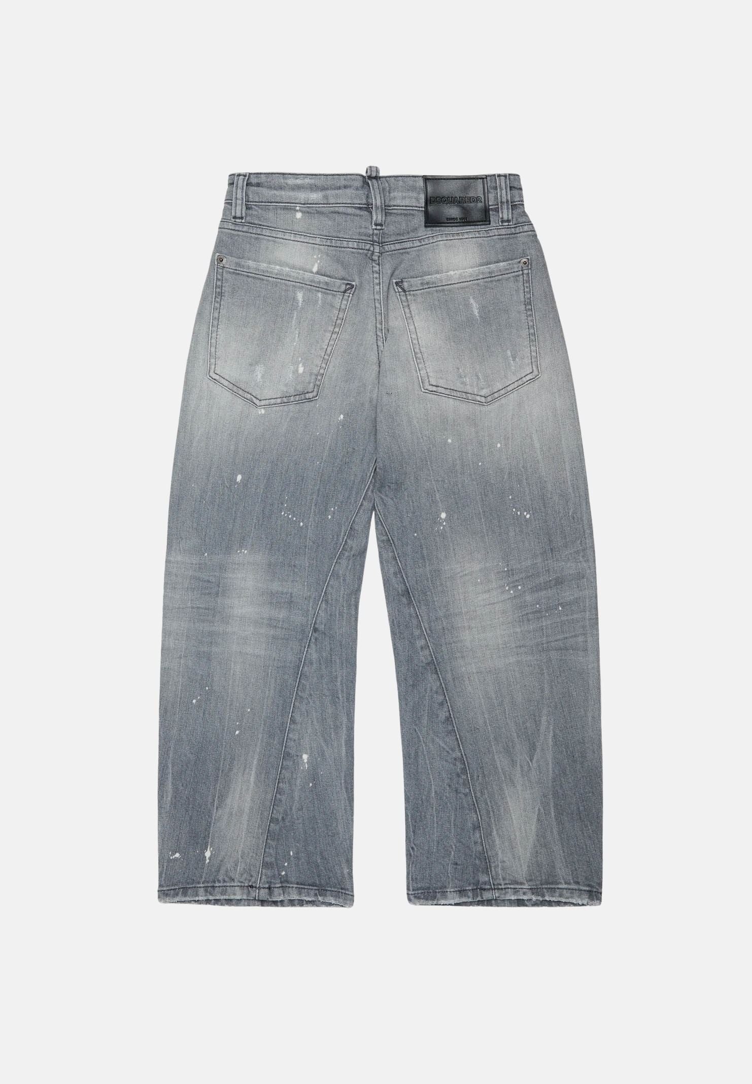 DSQUARED2 Jeans gray denim, grigio, per donna, ragazzi e bambini con gamba cropped ampia DQ3583D0AI2 DQ03 DSQUARED2