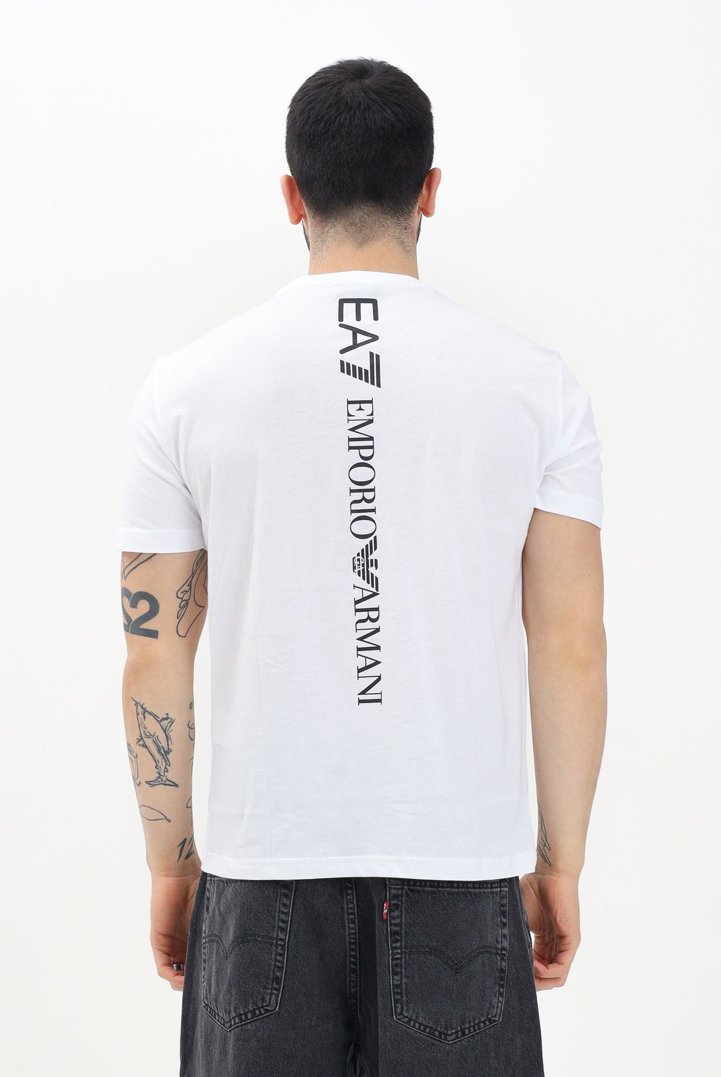 EA7 T-shirt a manica corta bianca da uomo con stampa logo 7M000567AF10375 M0003 EA7