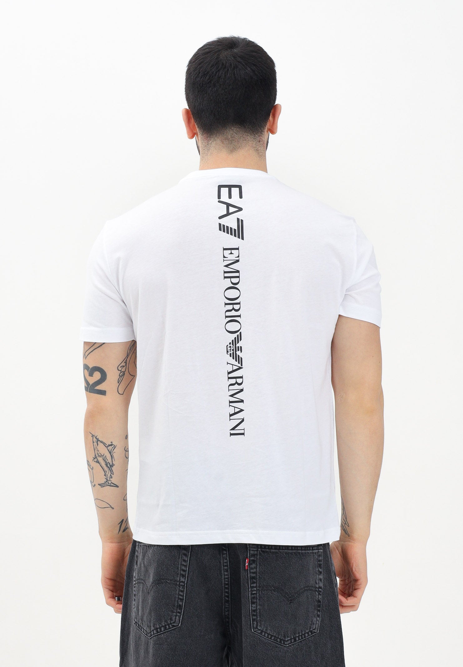 EA7 T-shirt a manica corta bianca da uomo con stampa logo 7M000567AF10375 M0003 EA7